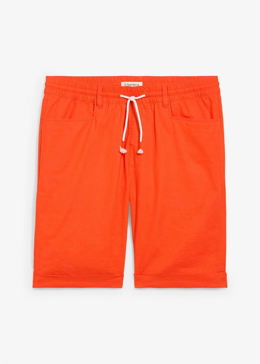 Bermuda à taille élastiquée en lin mélangé, regular