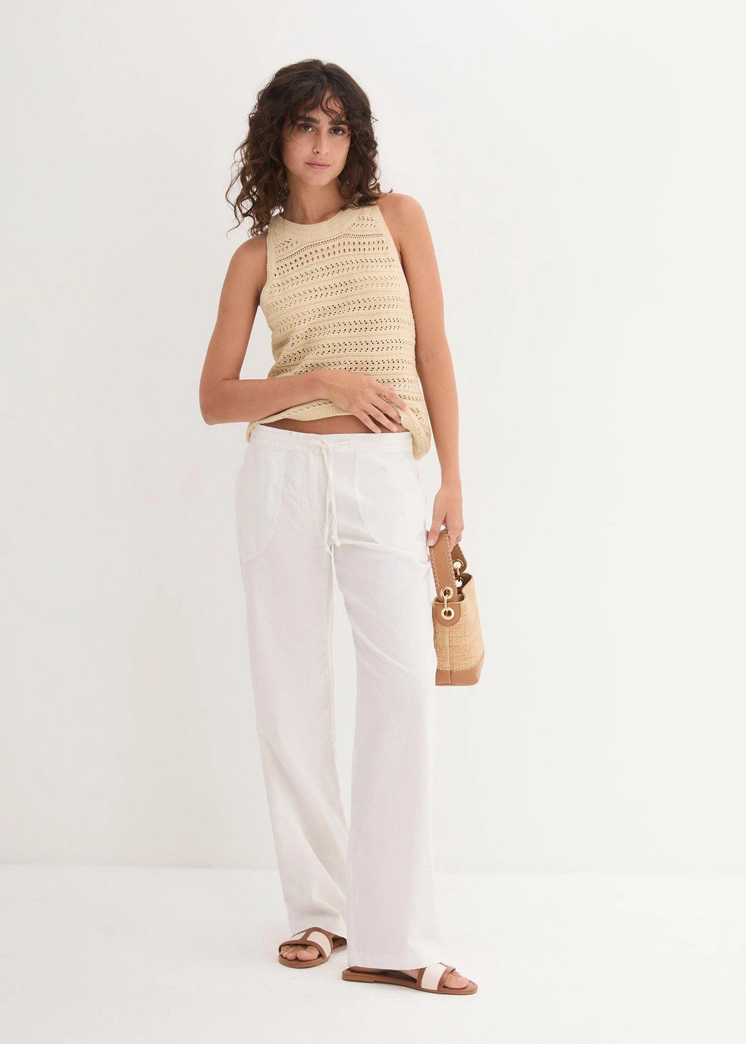 Pantalon large en lin et coton - 2