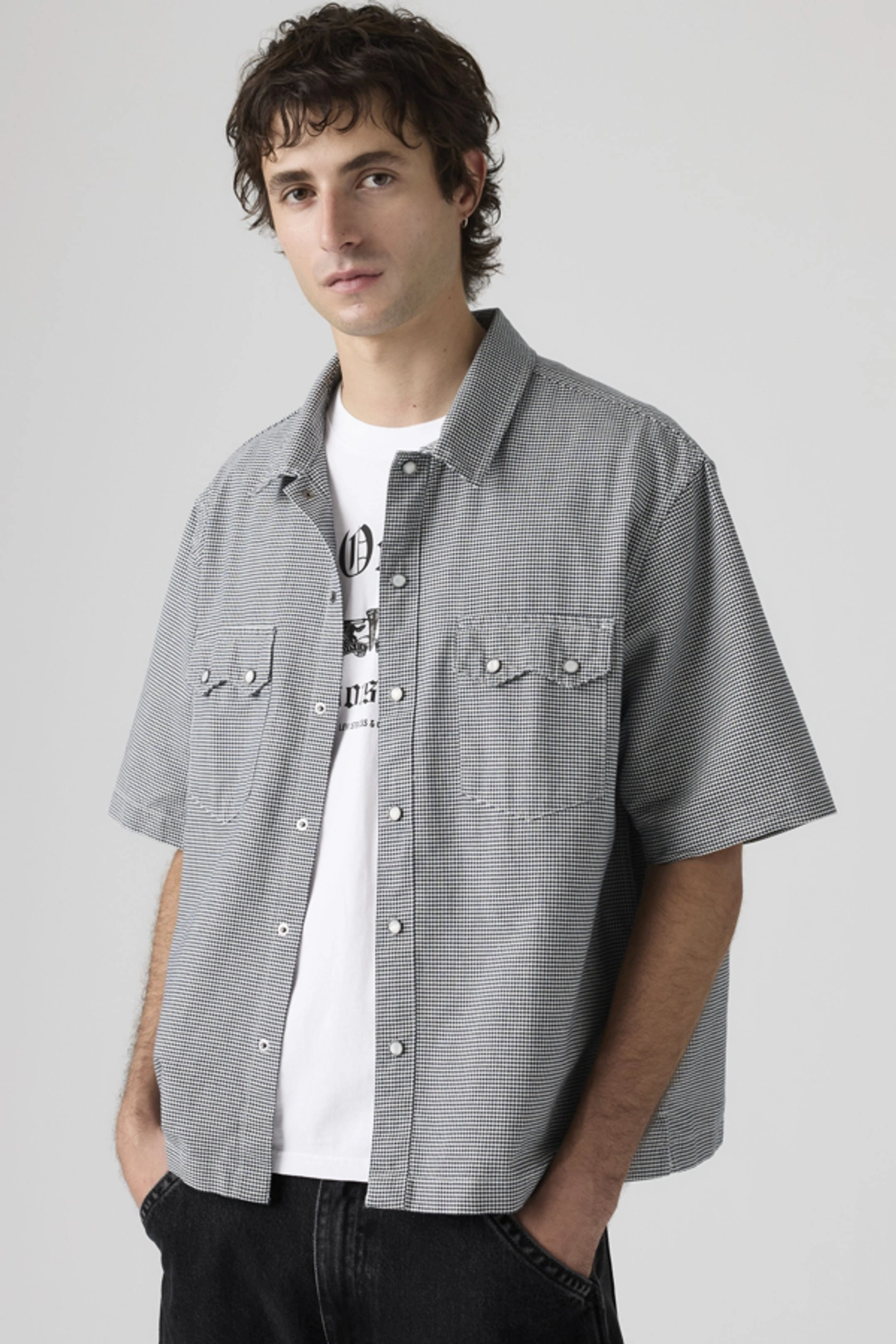 Levi's Chemise Western Manche Courte Boxy Lightweight - Homme - Blanc / Criss Cross - XL