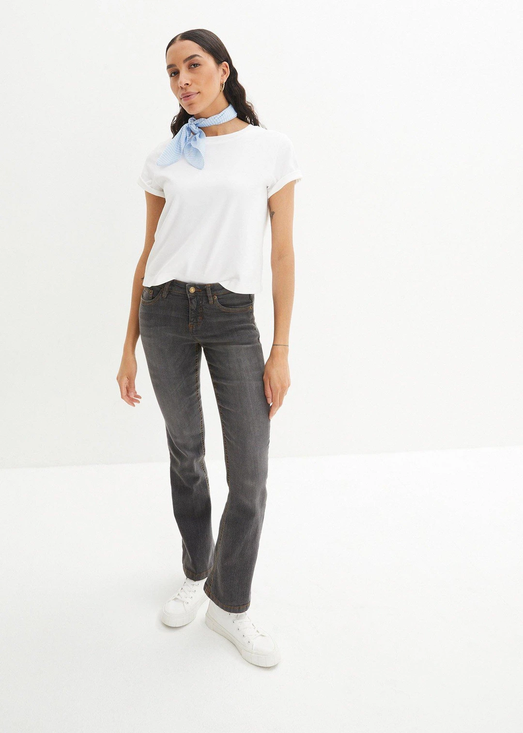 Jean bootcut taille mi-haute, extensible