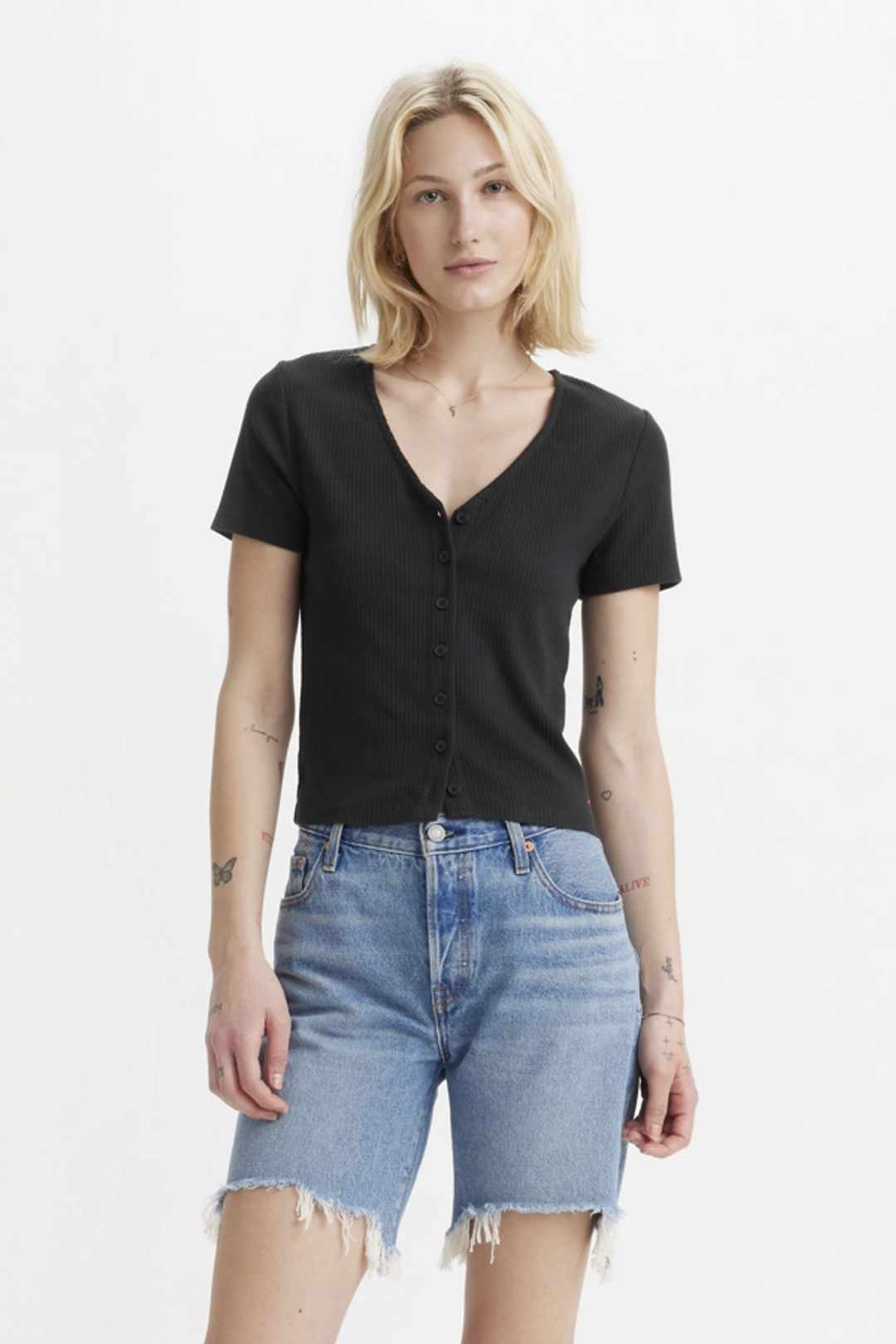 Levi's T Shirt Muse - Femme - Noir / Vanilla Stripe Caviar - 2XS