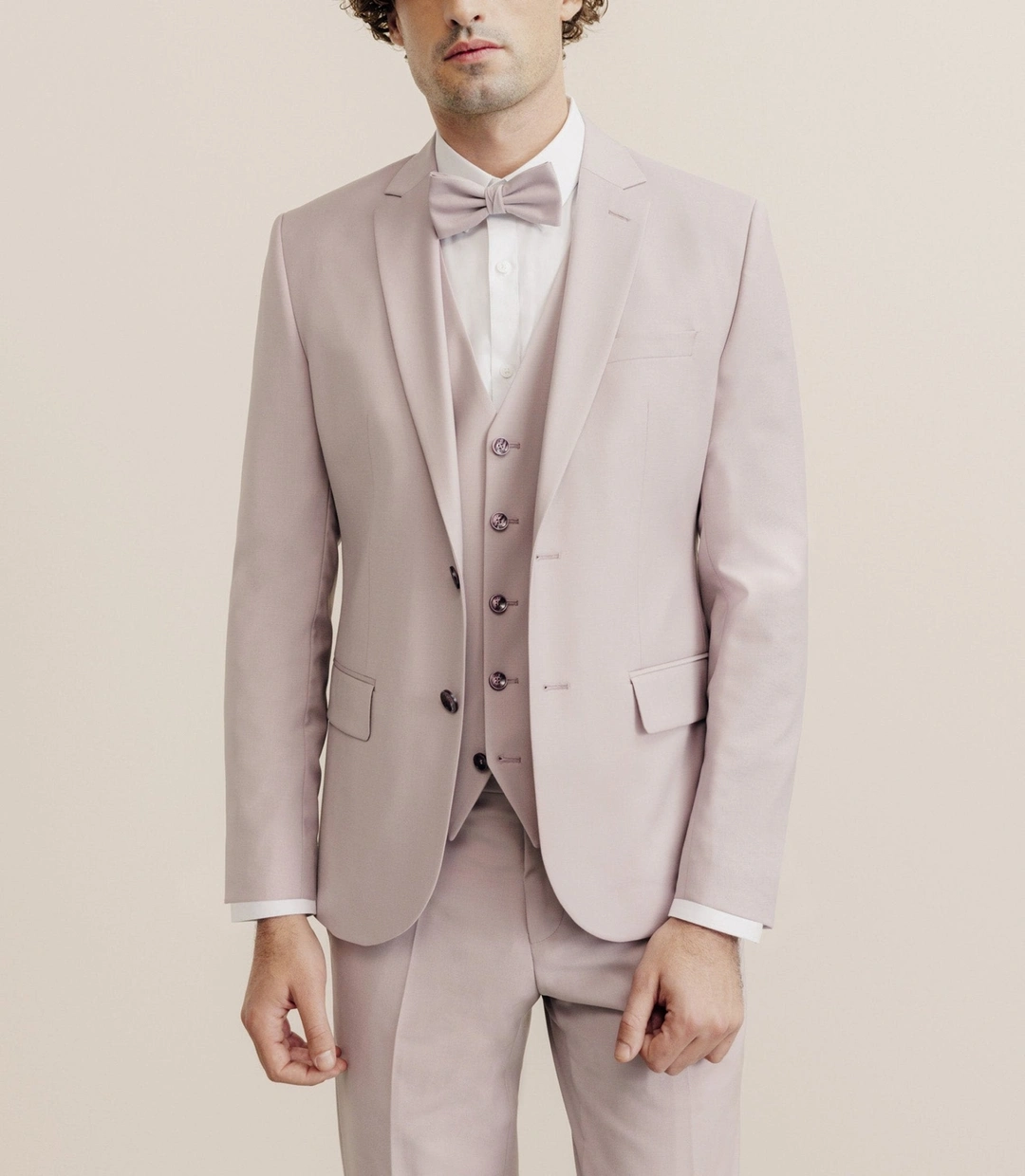 IZAC - Costume 2 boutons laine majoritaire rose