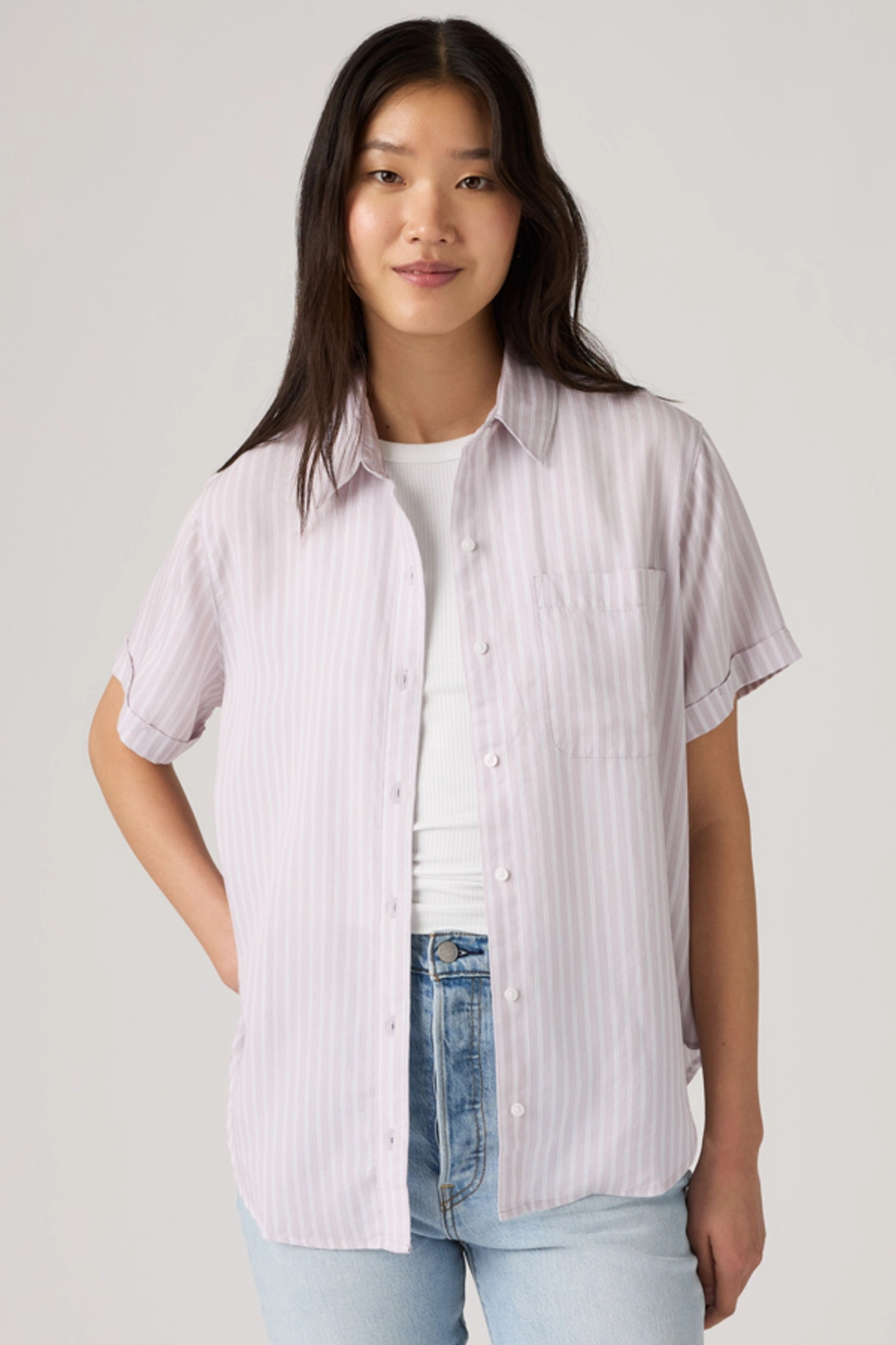 Levi's Darlene Short Sleeve Shirt - Femme - Blanc / Bright White Seersucker - XS