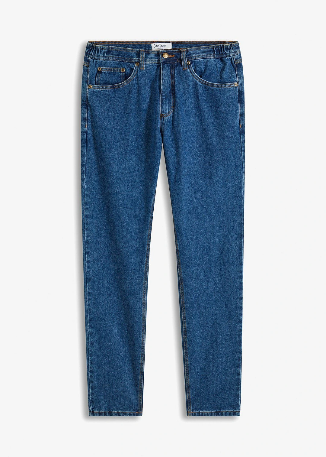 Jean droit classique, taille élastiquée