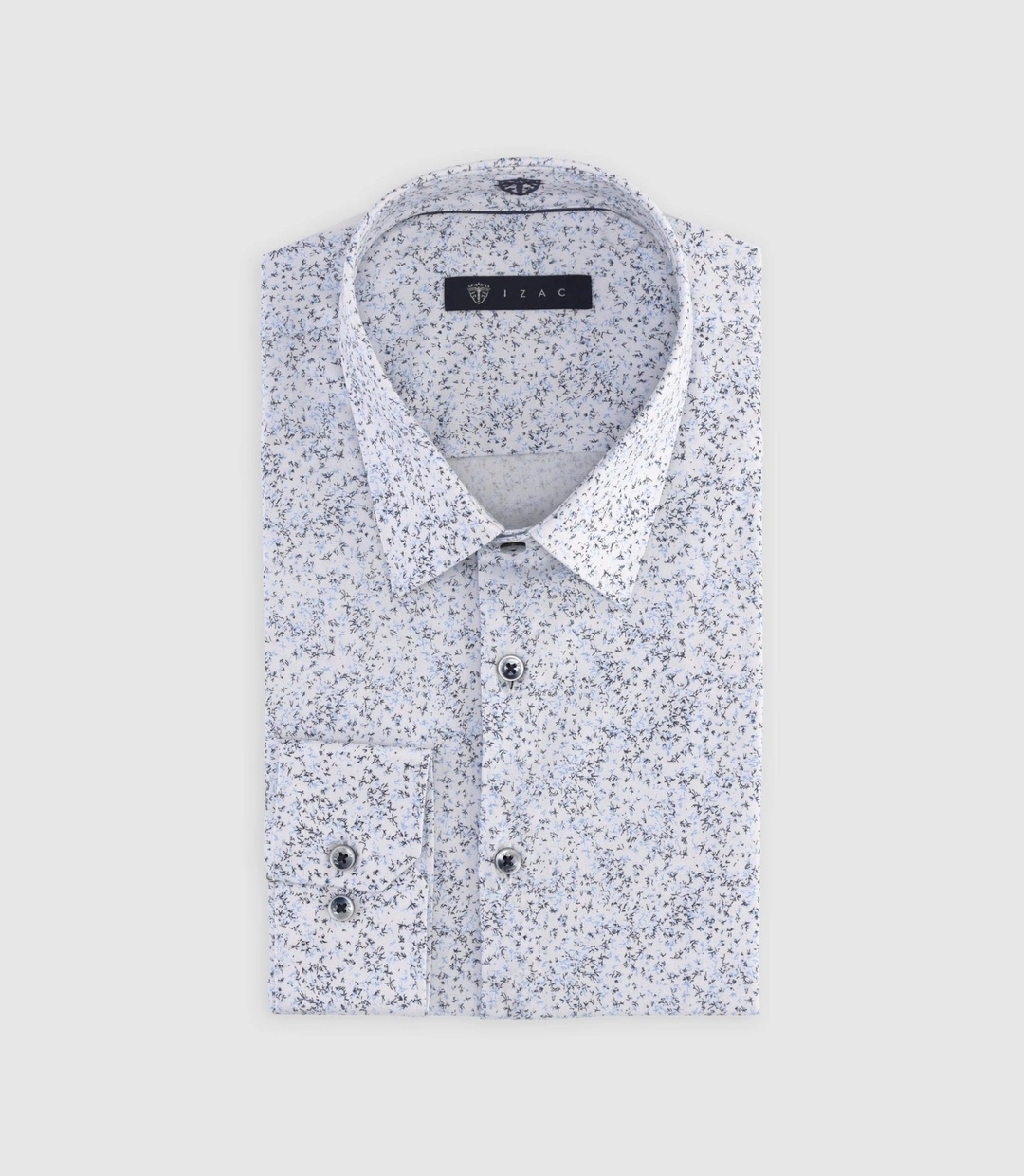 IZAC - Chemise slim à imprimé floral blanche et marine MANU