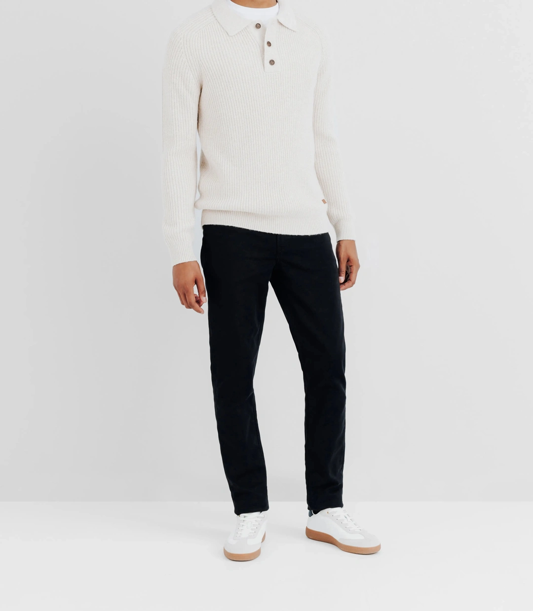 IZAC - Pull col polo beige