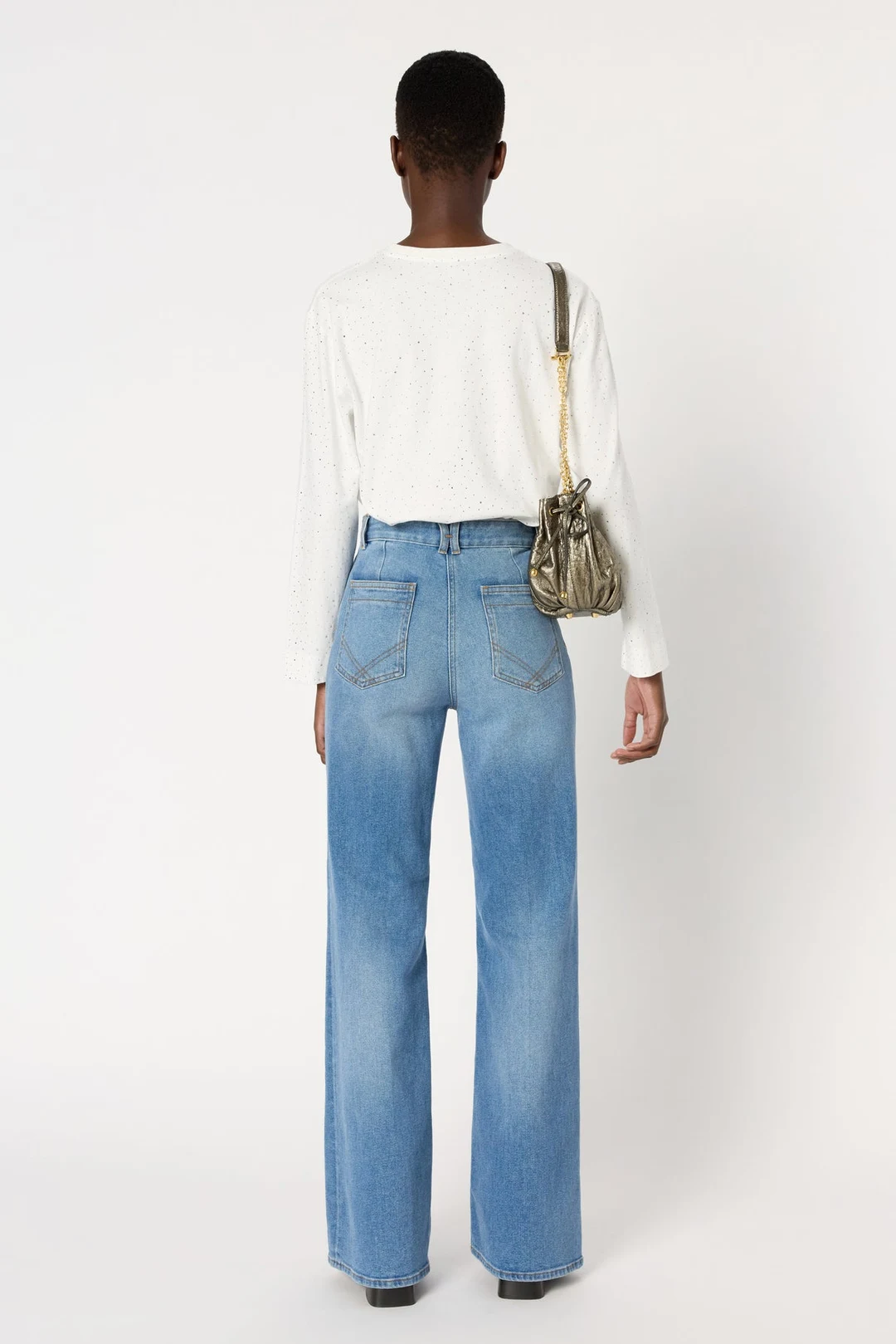 T-shirt en coton à paillettes - HERMINE - Ecru