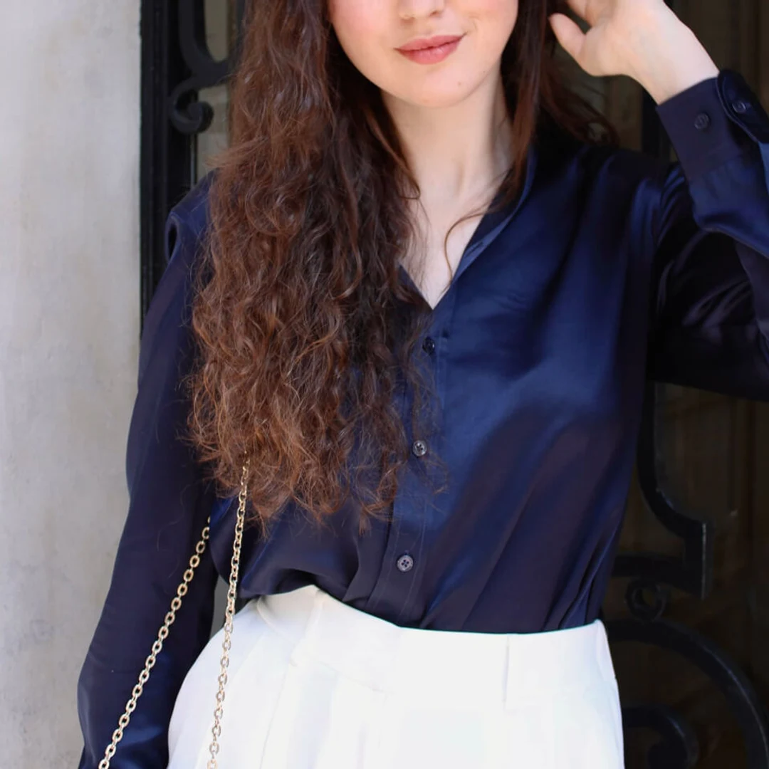 LILYSILK Chemisier Femme Chic En Soie Blanc Manches Longues, Style Plus Soigné 100% Soie De Mûrier Léger Et Respirant 42 - 2