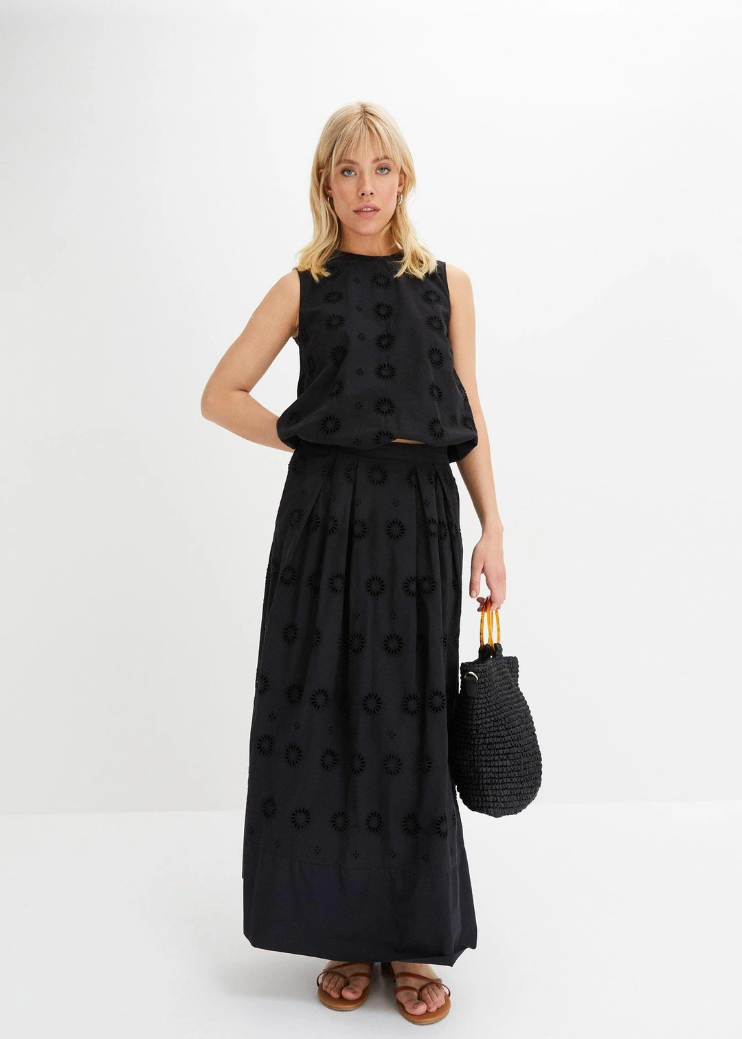 Jupe longue en coton avec broderie anglaise - 2