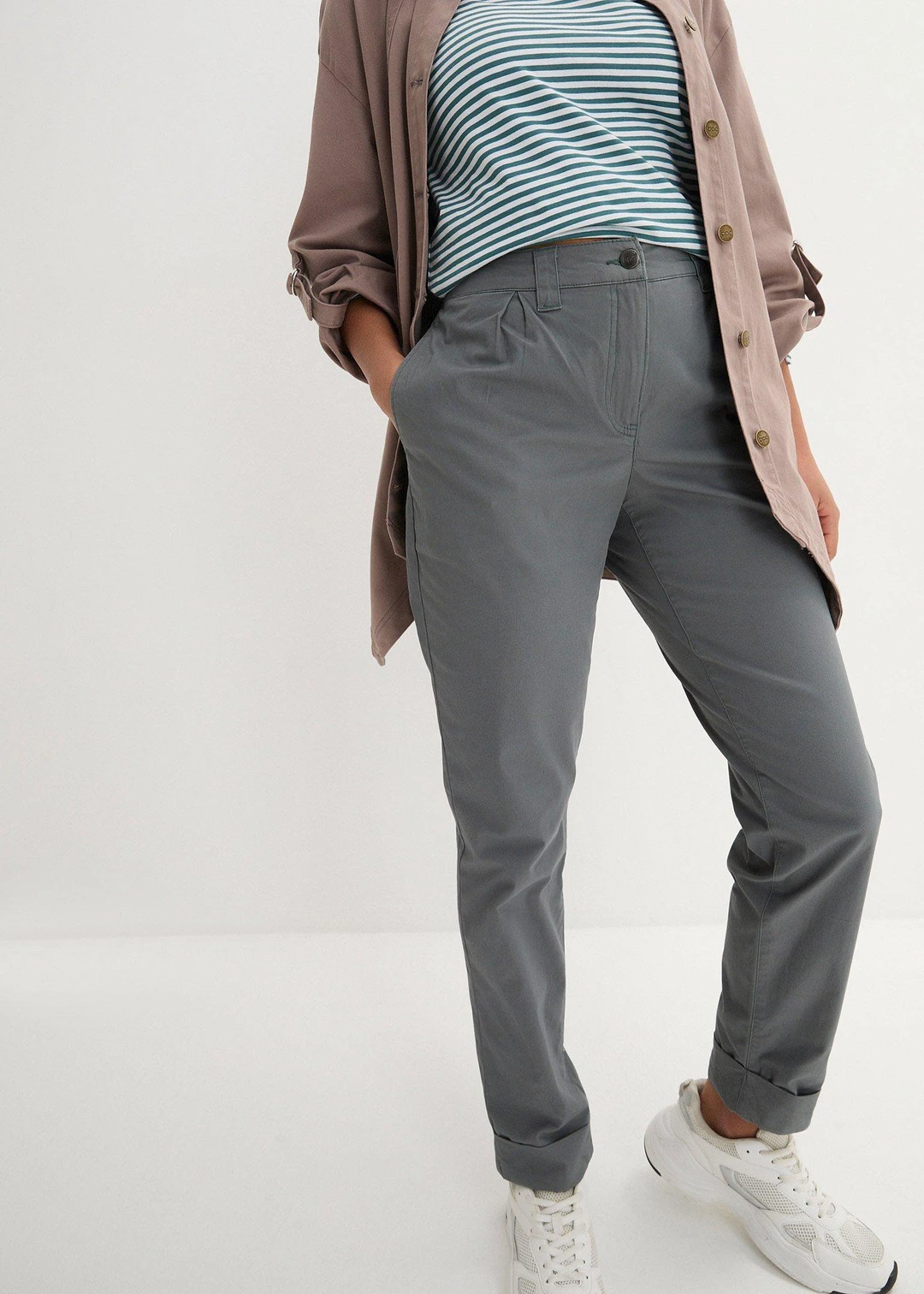 Pantalon chino en coton extensible, longueur cheville - 3