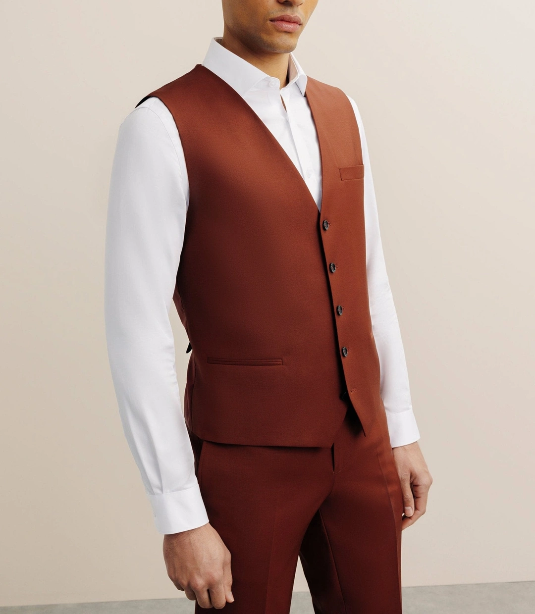 IZAC - Gilet ville en laine majoritaire terracotta
