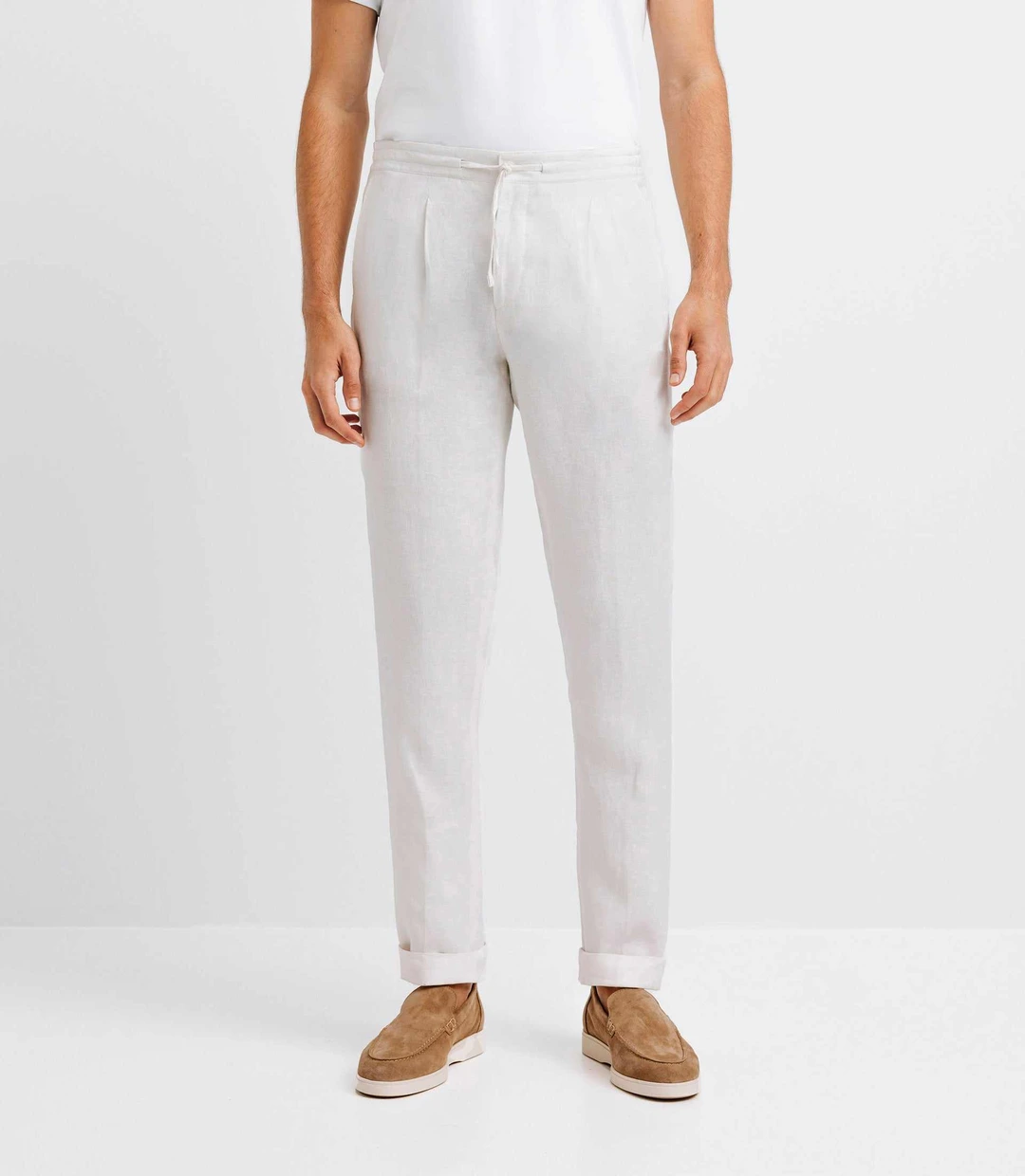IZAC - Pantalon ville 100% lin blanc