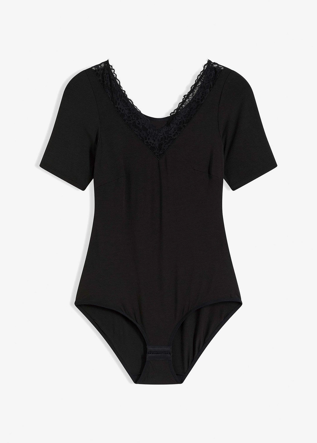 Body manches courtes en modal et dentelle
