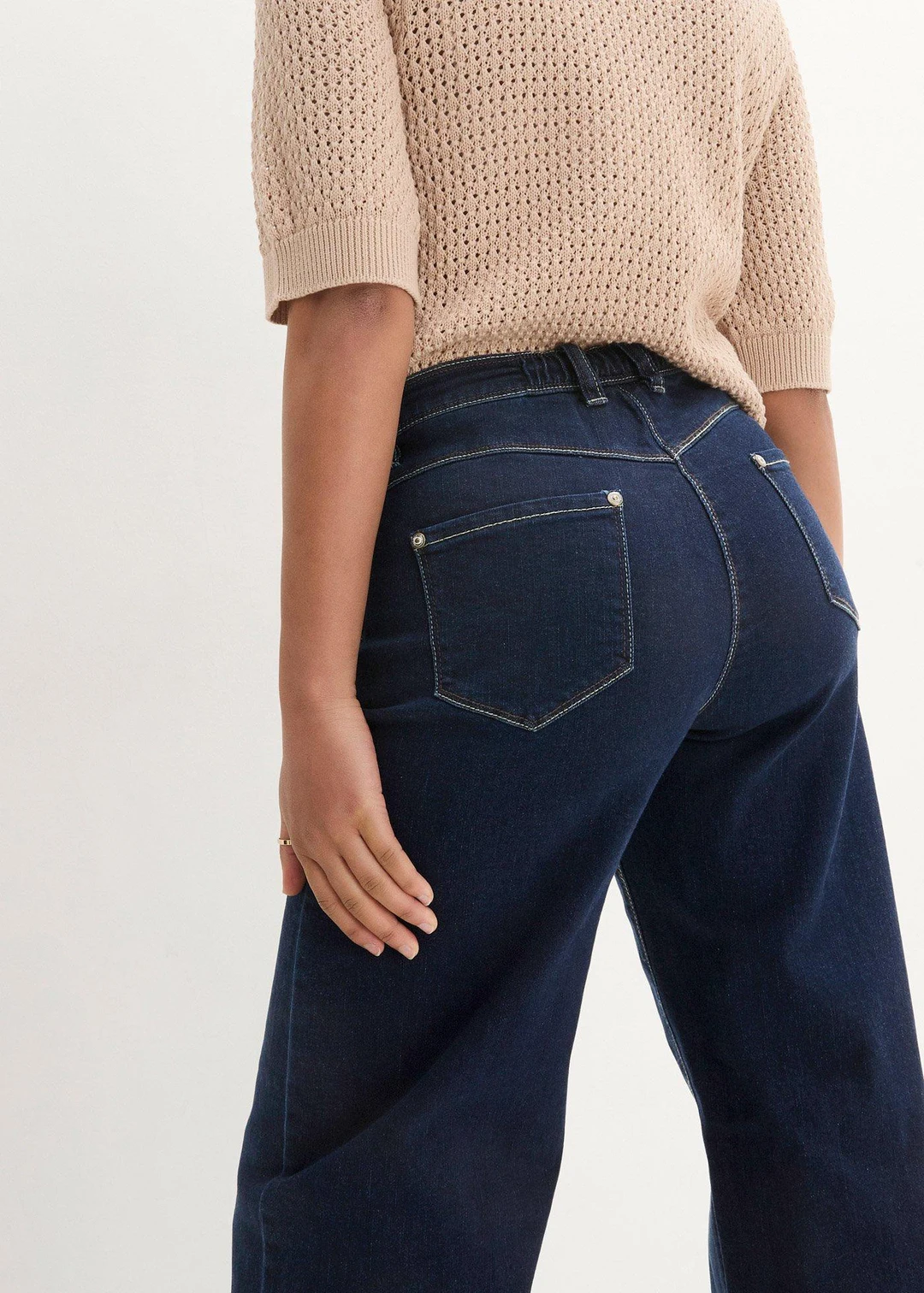 Jean large à taille mi-haute élastiquée - 3