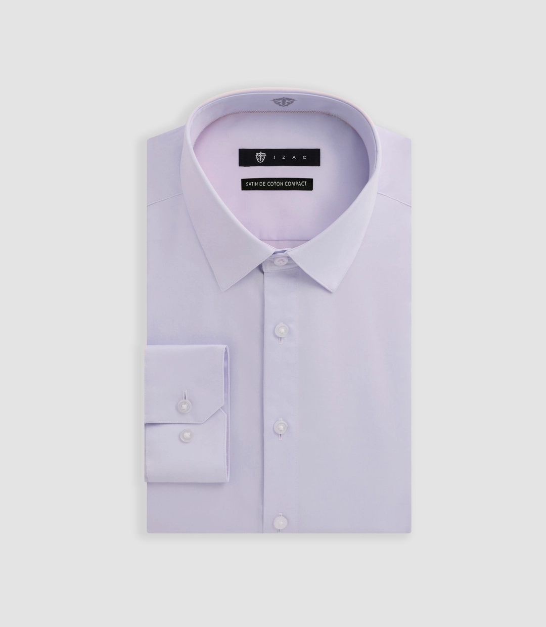 IZAC - Chemise slim en satin de coton parme SATINSLIM