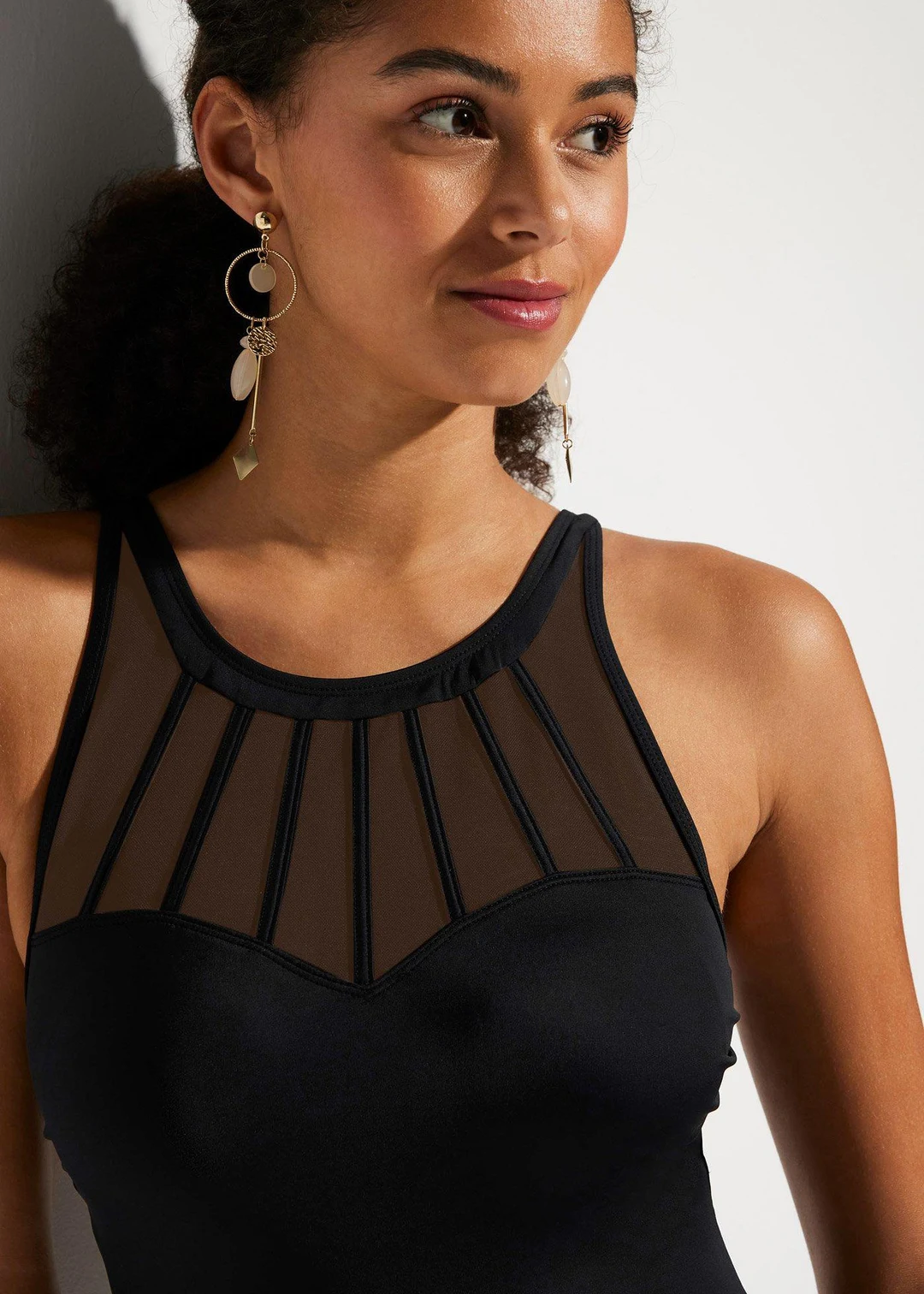 Maillot 1 pièce sculptant, maintien modéré, avec mesh transparent - 3