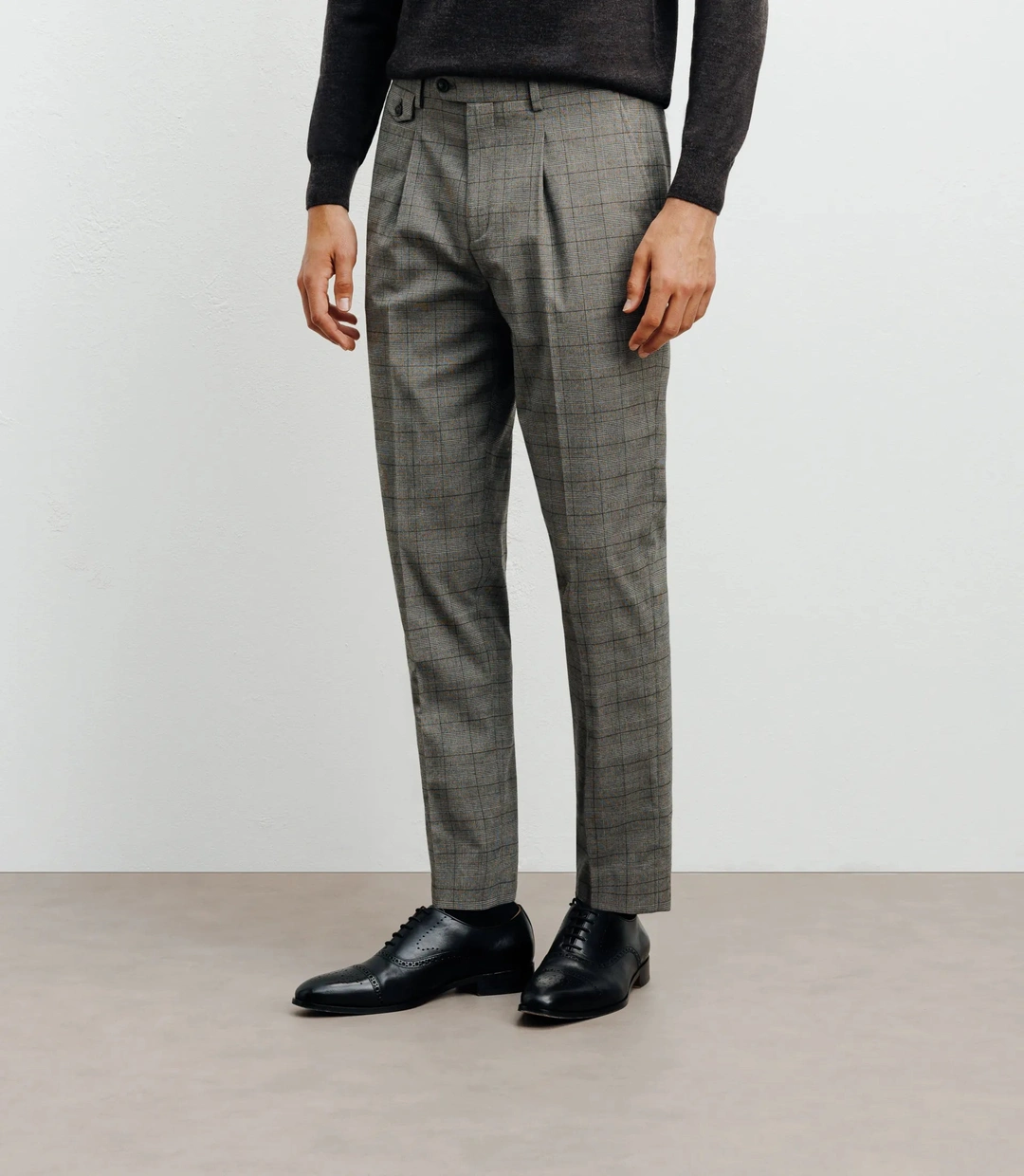 IZAC - Pantalon ville avec carreaux marron