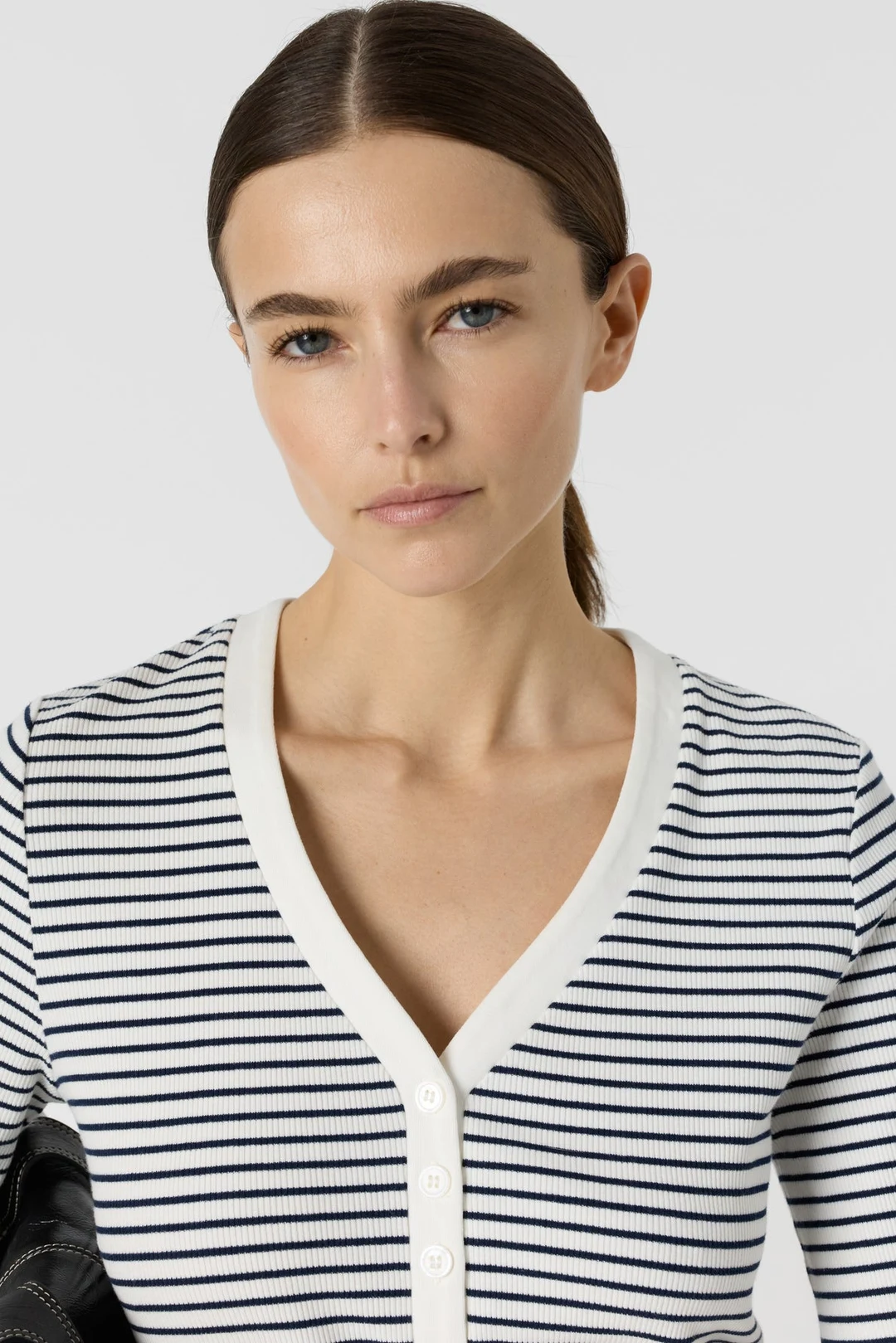 T-shirt décolleté à rayures en coton - MAIVA - Marine - 3