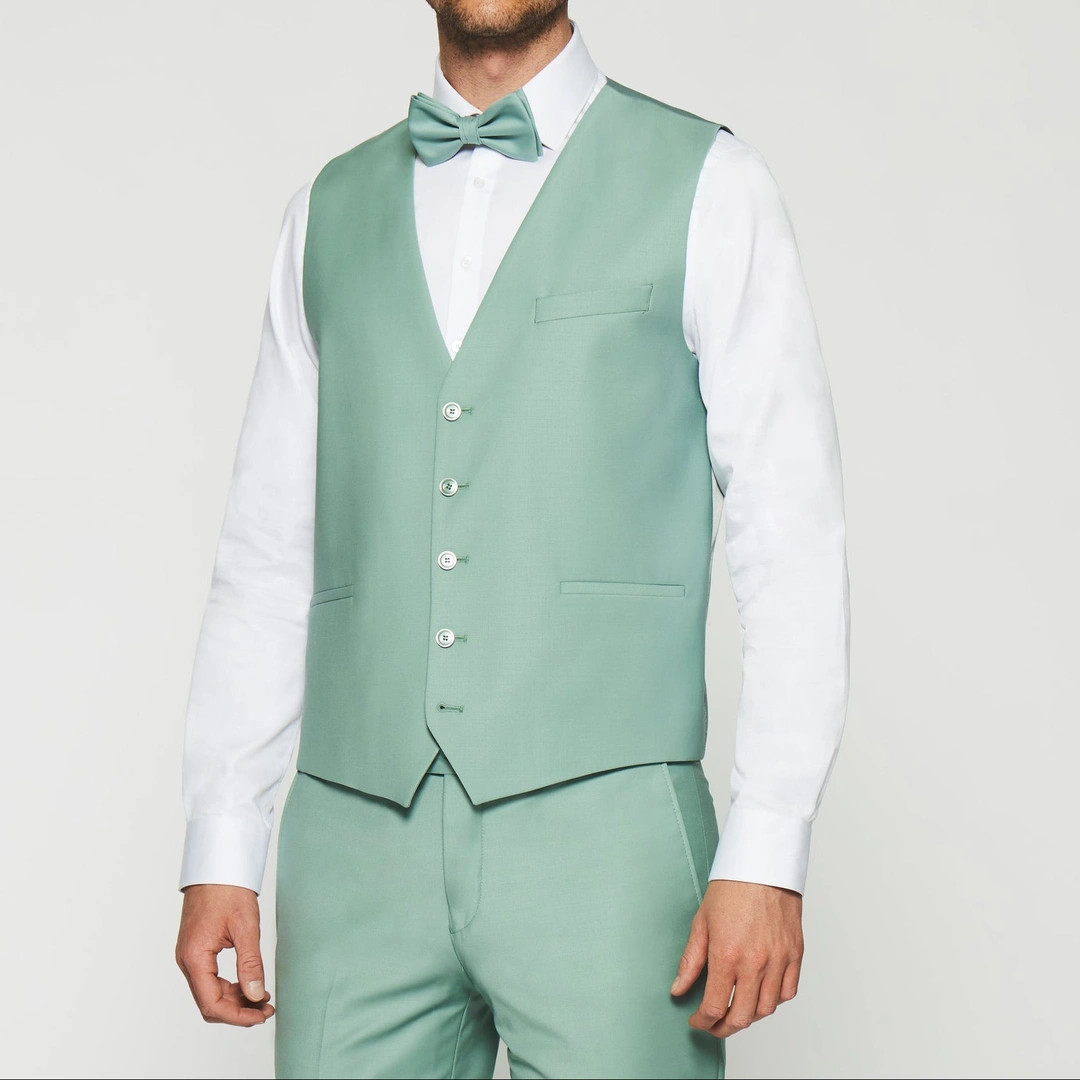 IZAC - Gilet de costume en laine vert clair JFAVORI