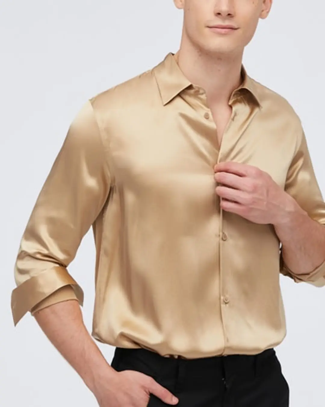 LILYSILK Chemise De Base Pour Homme Lisse Et Confortable Soie De Mûrier Texture Luxueuse Convient À Toutes Les Saisons Blanc Naturel Xxl