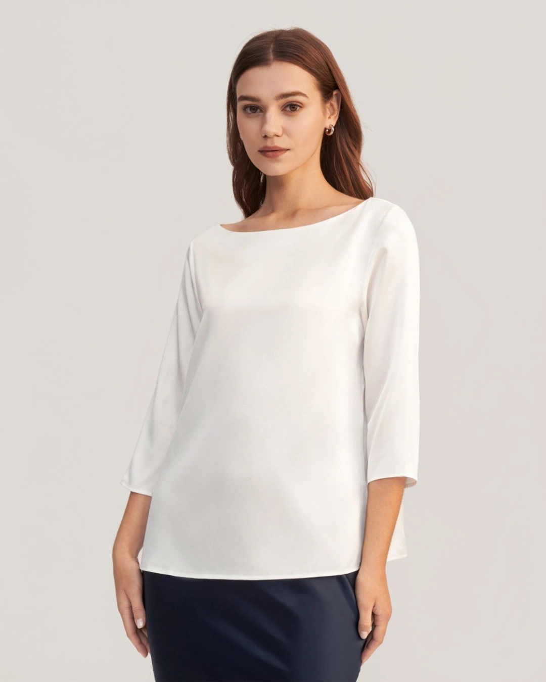 LILYSILK Blouse En Soie À Col Bateau Et Manches 3/4