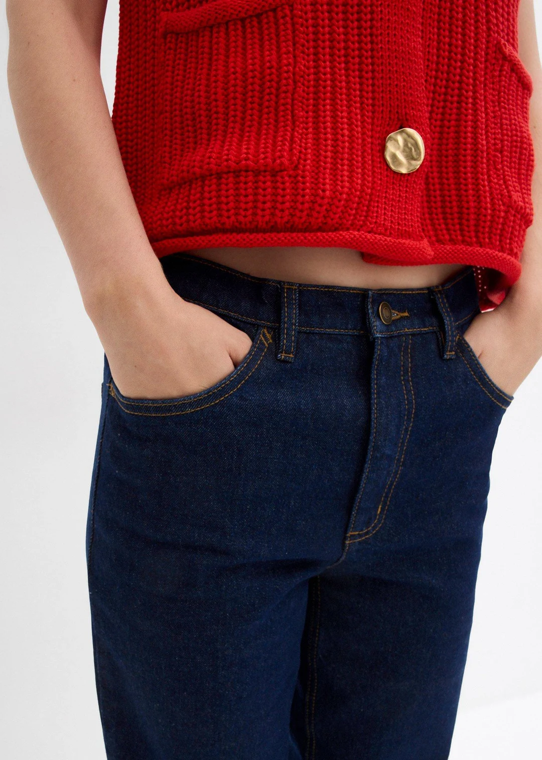 Jean mom taille haute, cropped - 3