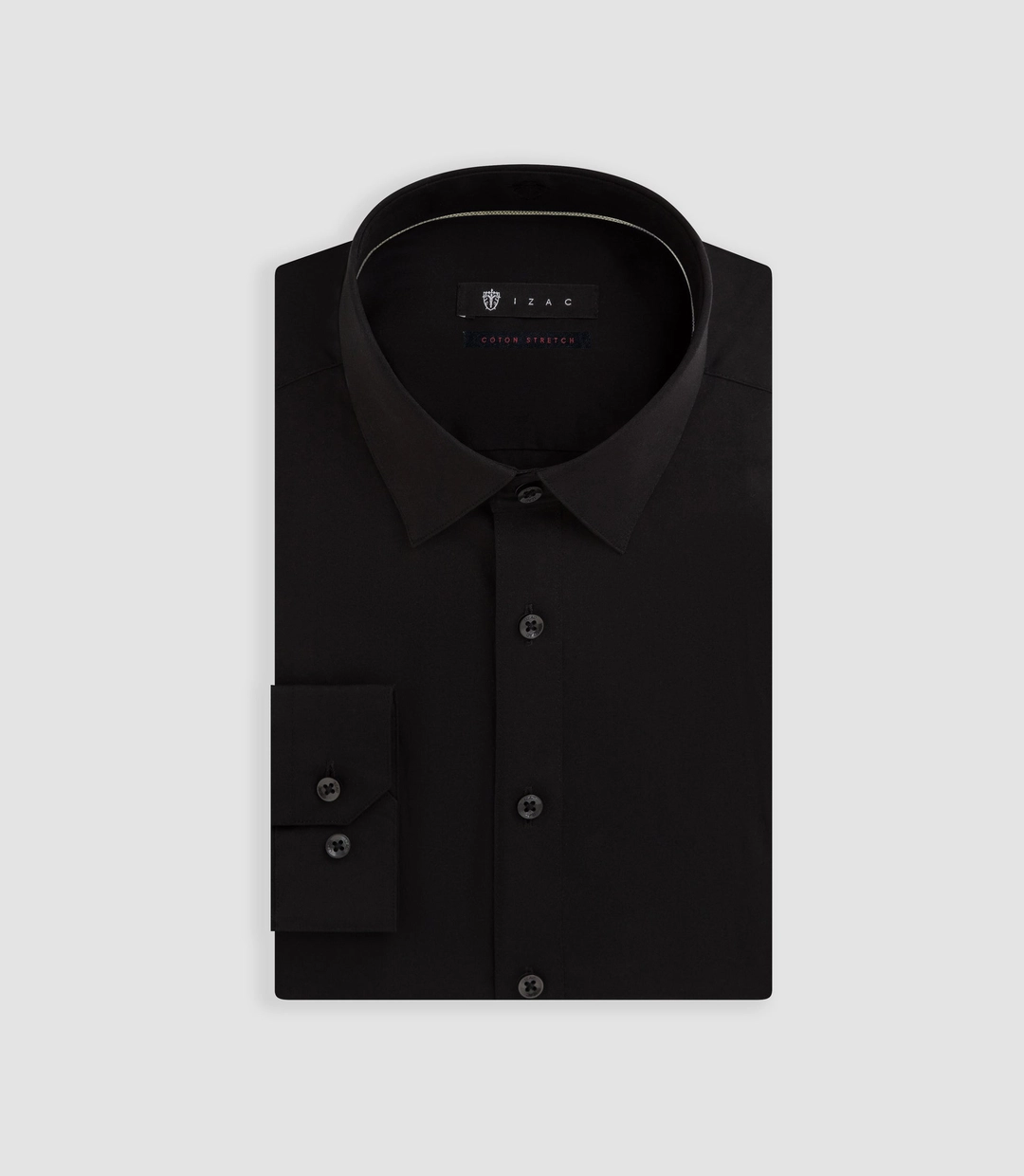 IZAC - Chemise slim en popeline stretch noire MALTE