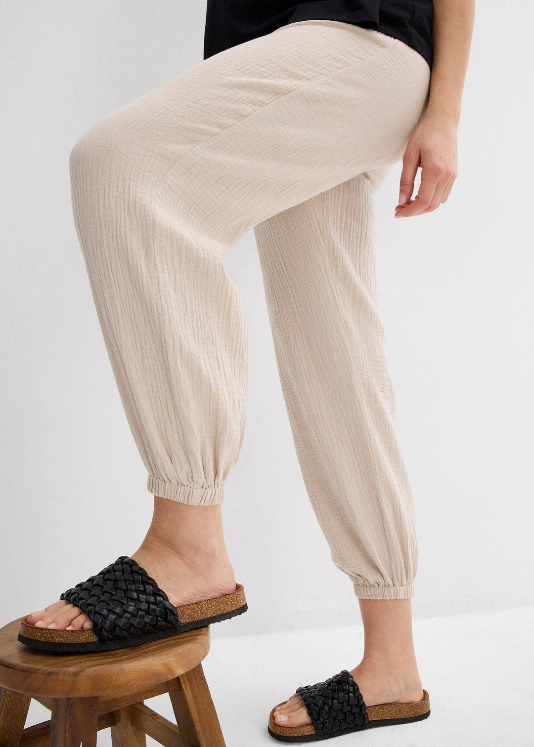 Pantalon de grossesse 2en1, 100% gaze de coton - 3
