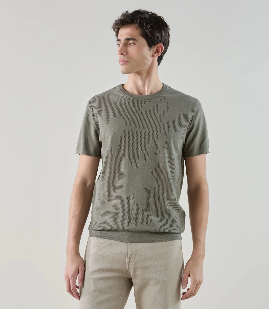 IZAC - T-shirt en maille kaki