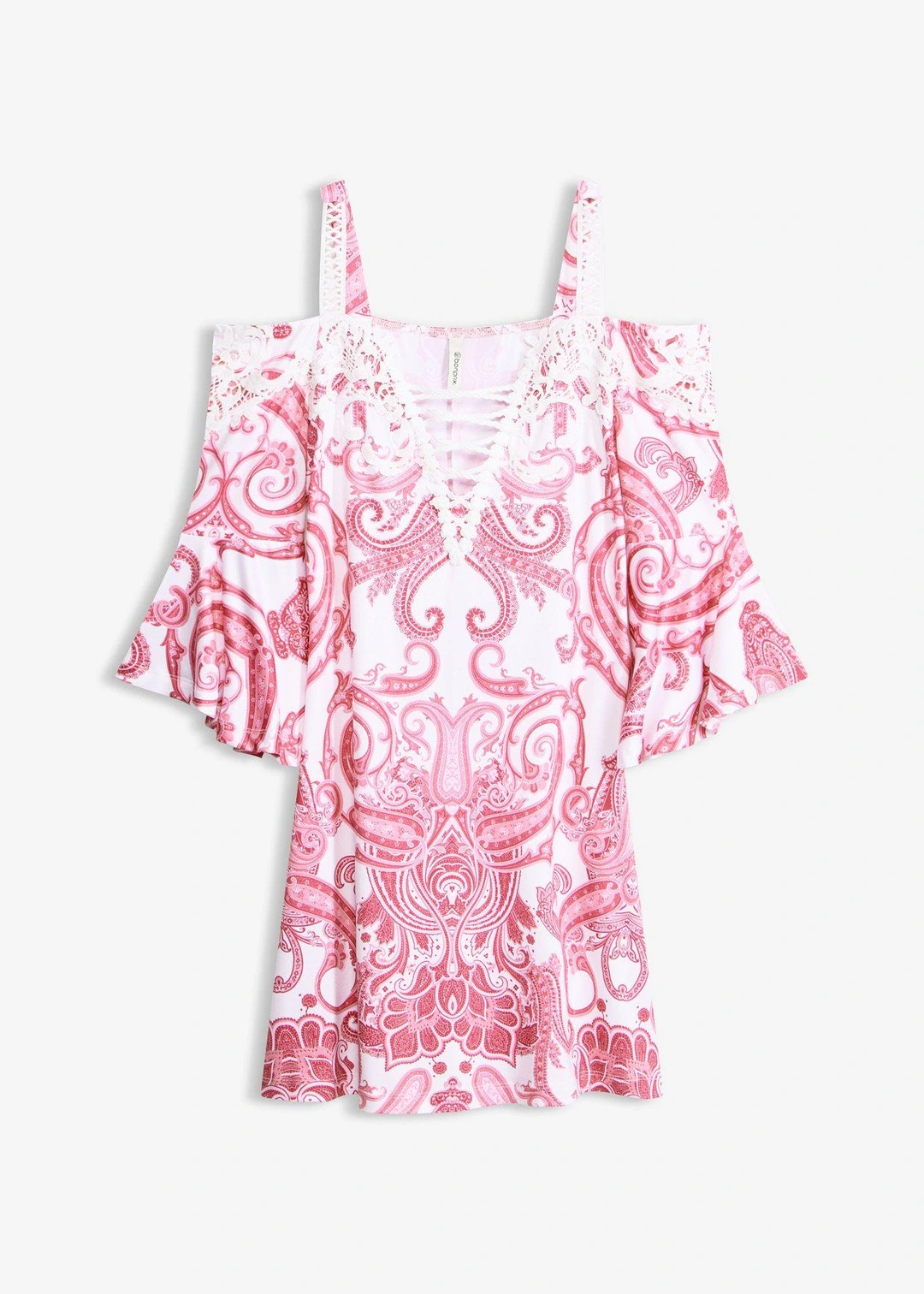 Robe évasée à encolure Bardot