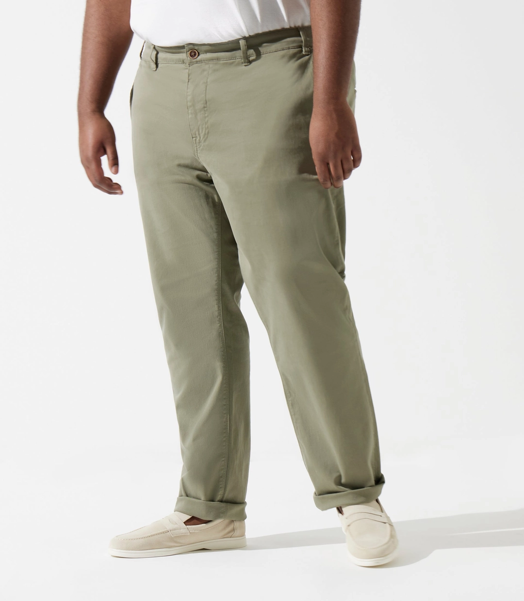 IZAC - Pantalon en coton stretch kaki PACHELORBT