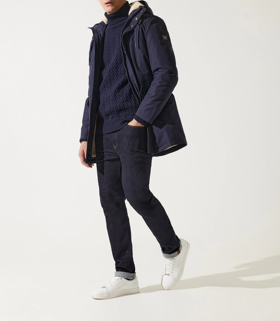 IZAC - Parka longue à capuche marine MANCHESTER