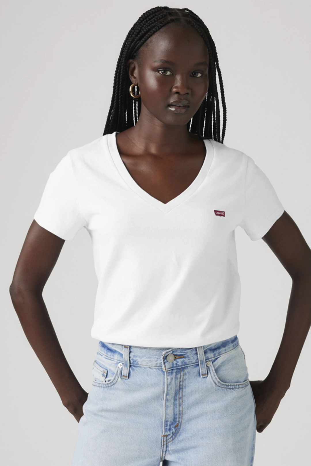 Levi's T Shirt Col V Perfect - Femme - Bleu / Pale Blue - XS