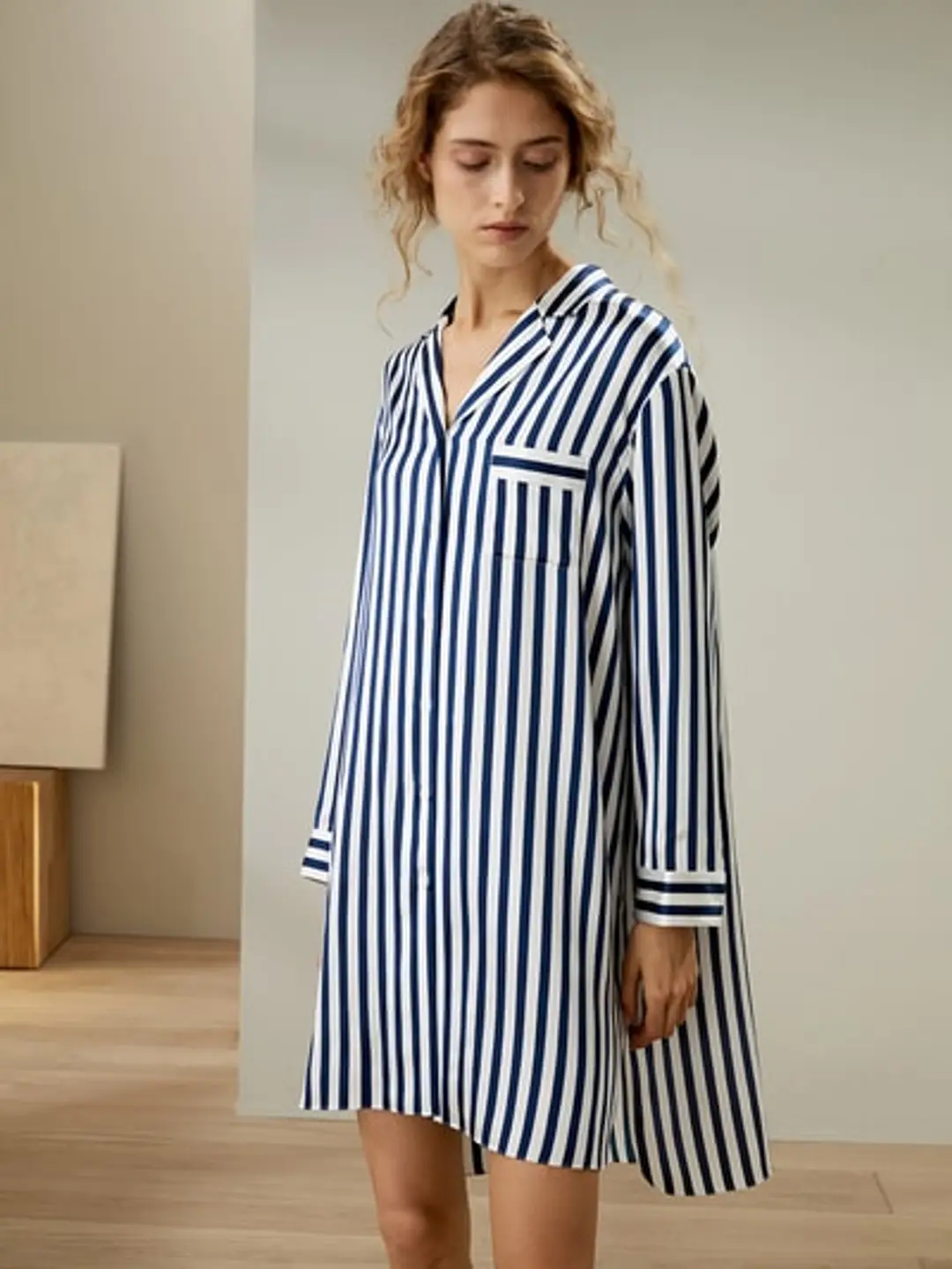 La chemise de nuit rayée boutonnée Amalfi