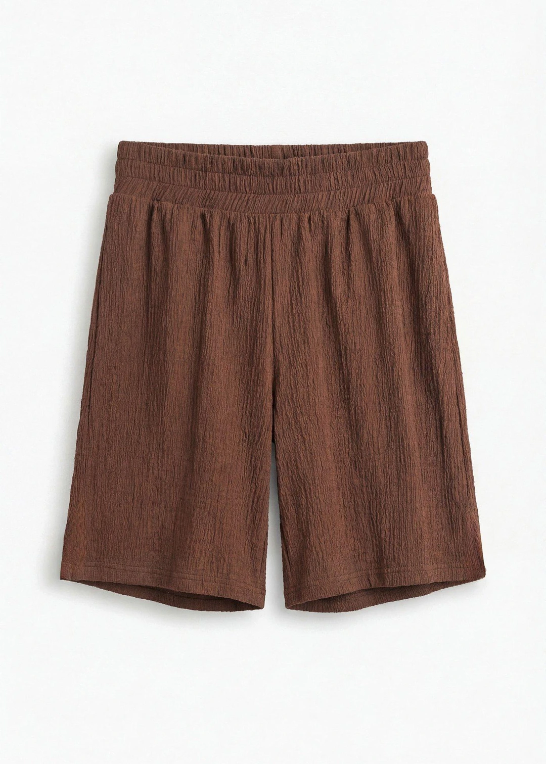 Short taille élastiquée en crêpe gaufré