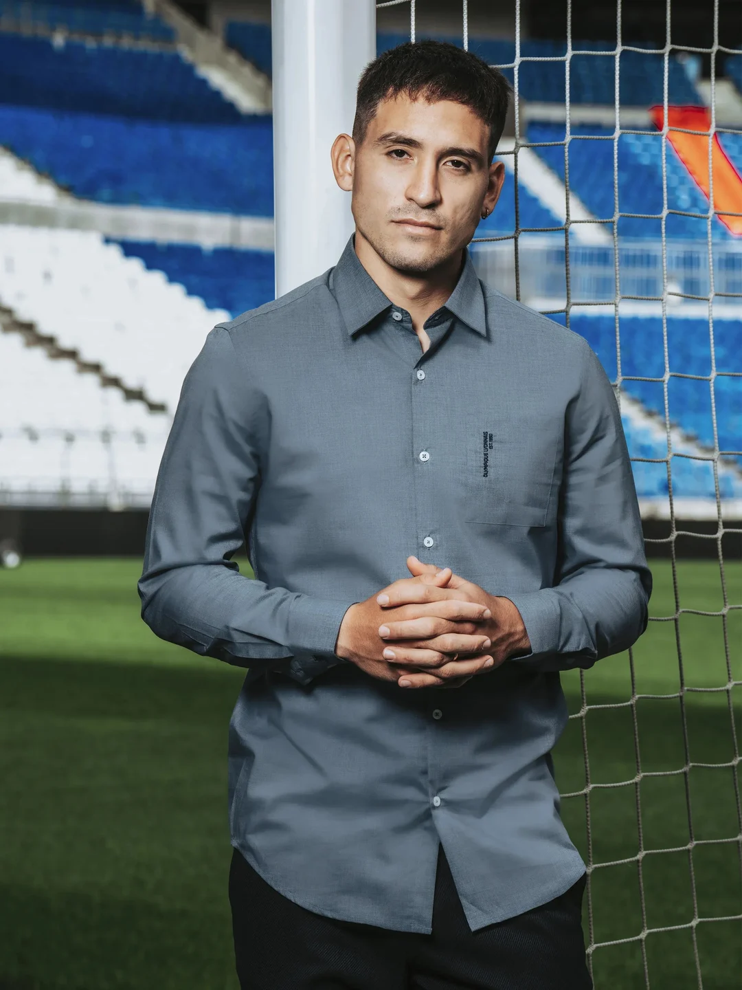 IZAC - Chemise ville aspect chiné bleu
