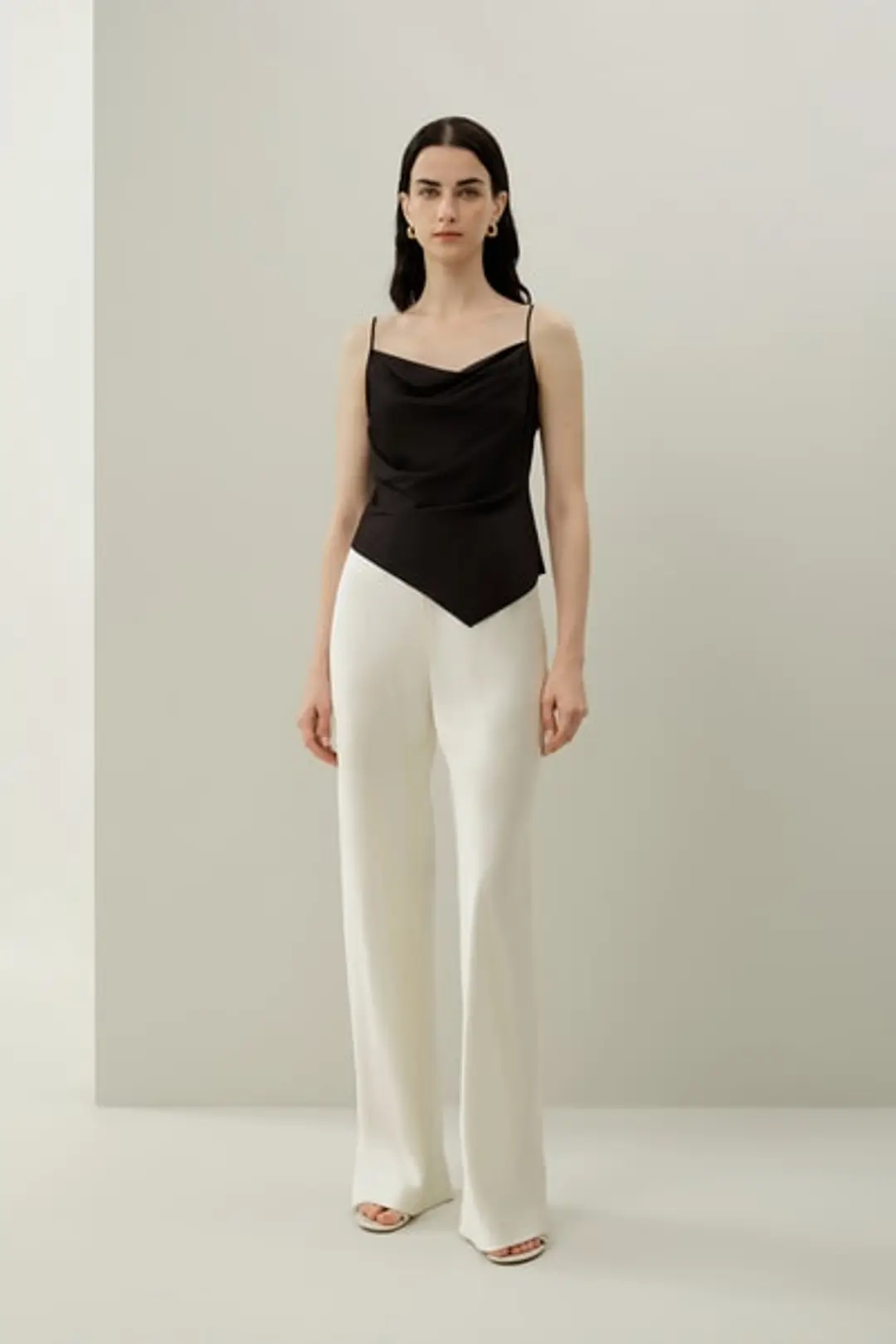 Camisole en Soie Extensible Astra | Plis Asymétriques | Coupe Biais
