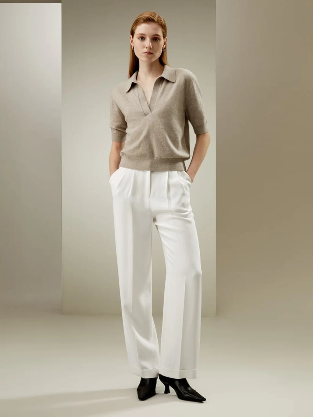 LILYSILK Polo Laine Mérinos Ultrafine Chameau M - Doux, Respirant & Hypoallergénique