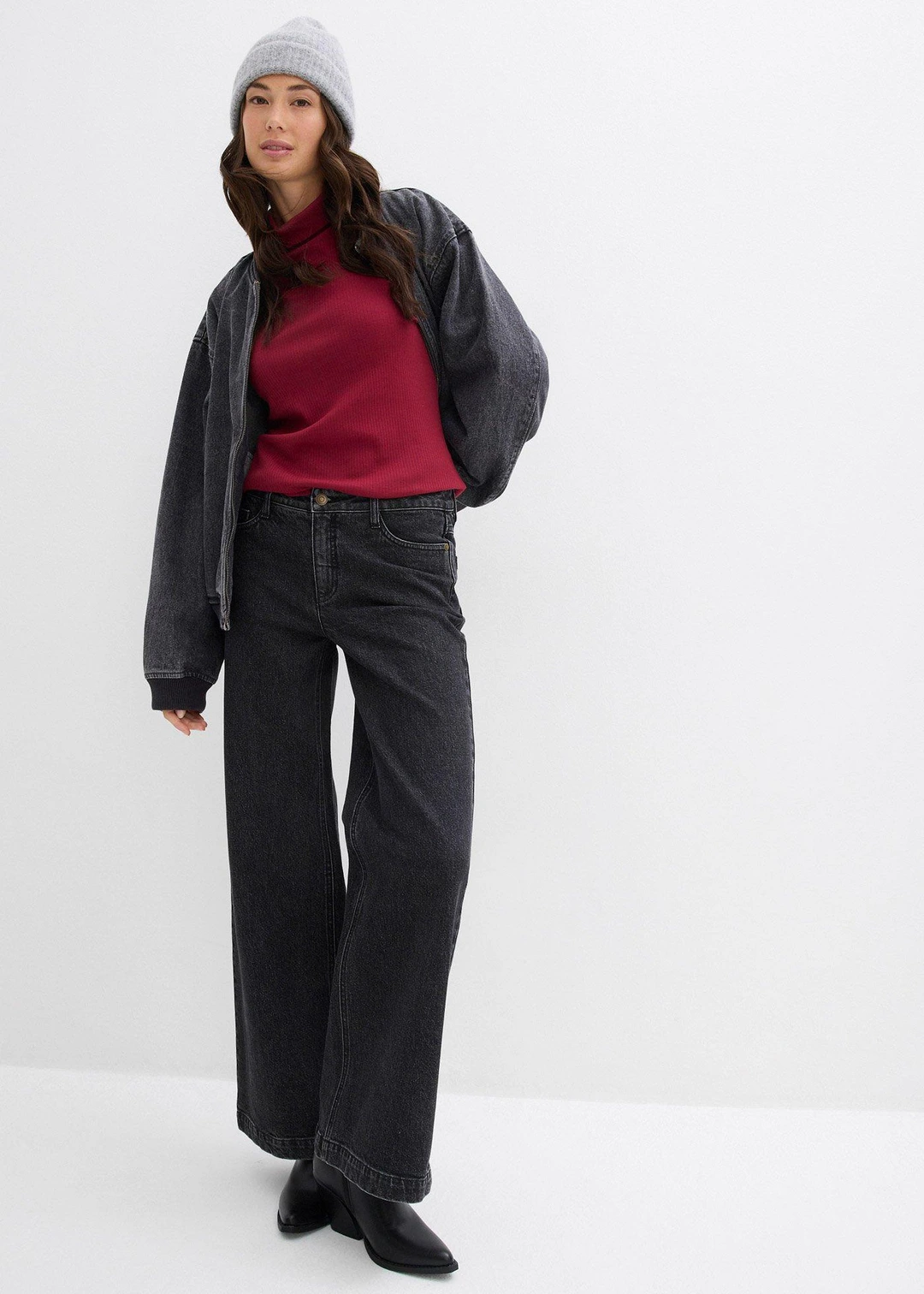 Jean large taille mi-haute, longueur sol - 2