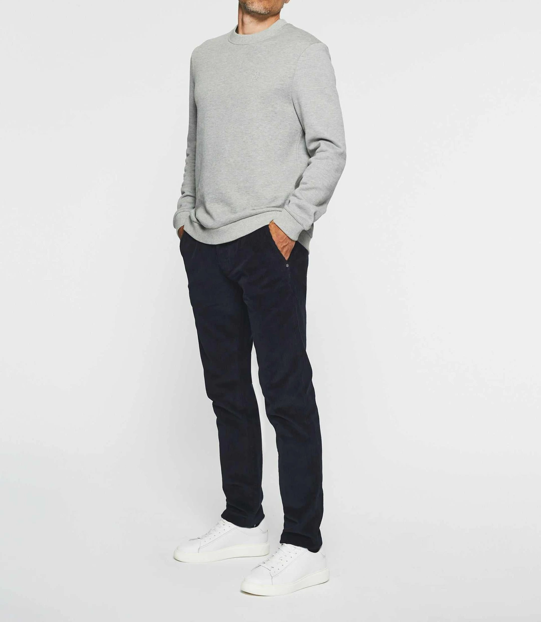 IZAC - Sweat col rond uni gris chiné SWBENJI