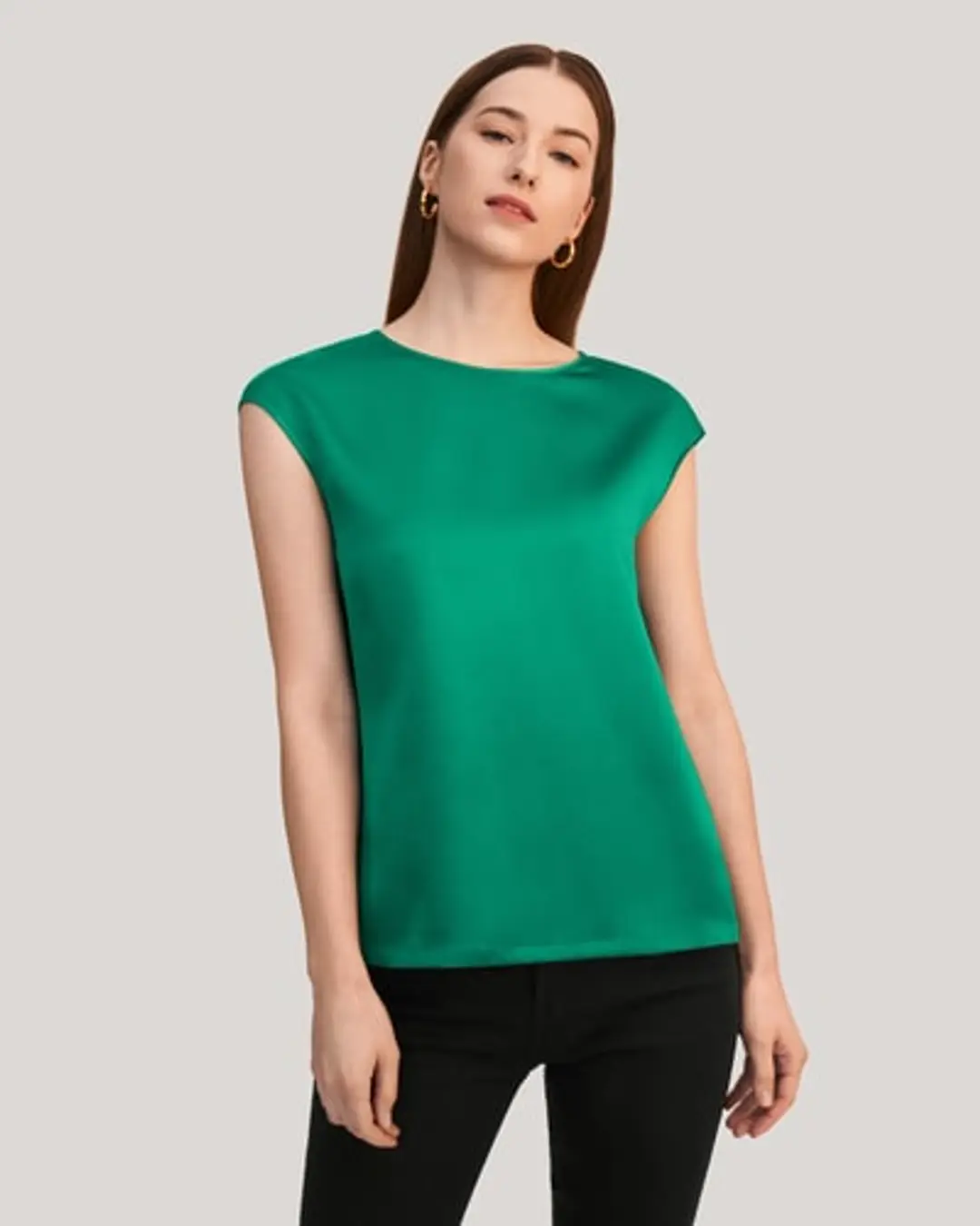 LILYSILK Tee Shirt Soie Femme Col Rond, Facile À Entretenir Charmeuse Soie Régulation De La Température T-Shirt Noir