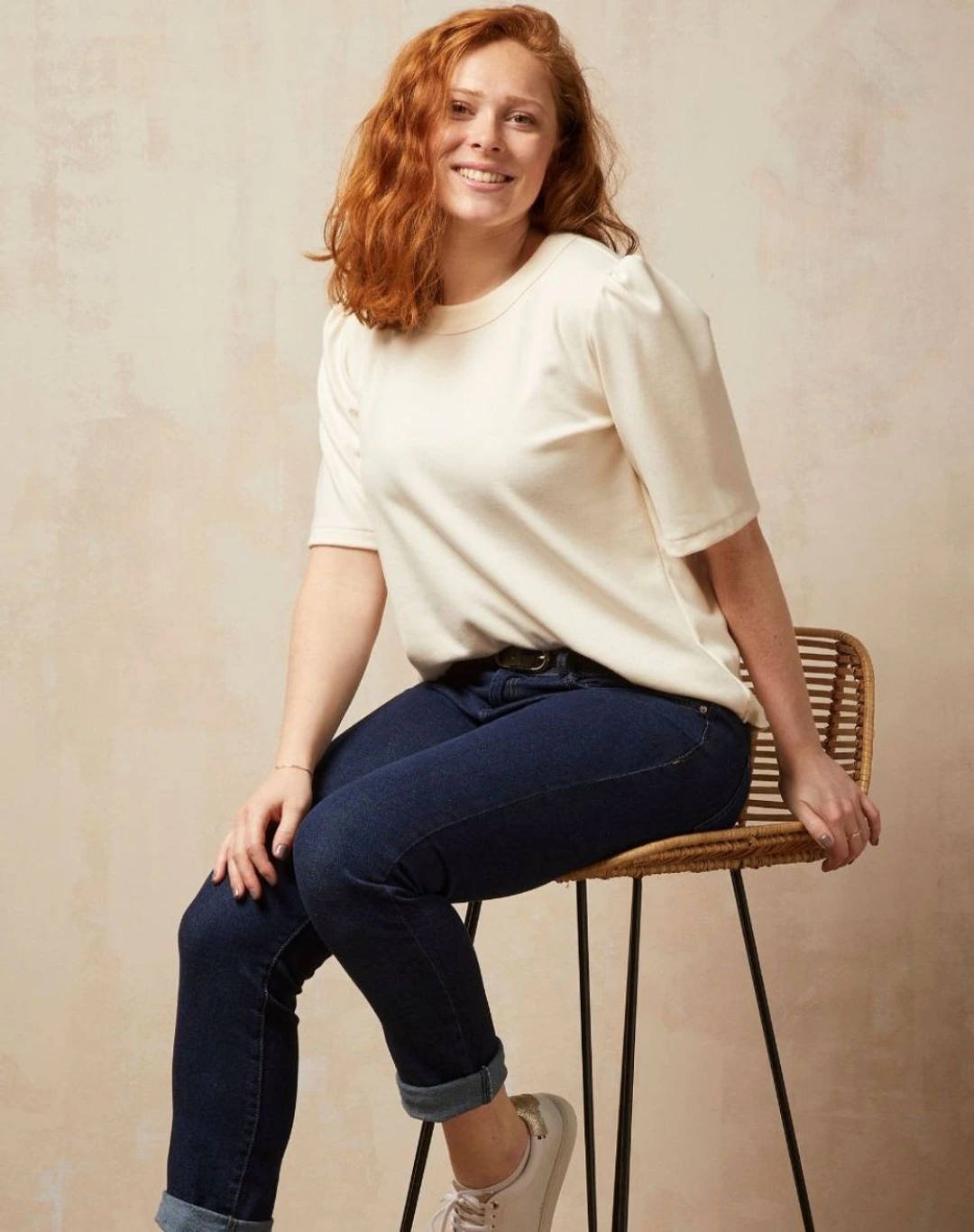 Top à manches 3/4 - Ecru - Blanc - Taille XS - Lemahieu