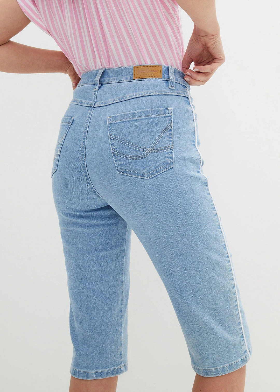 Bermuda slim en jean, taille haute