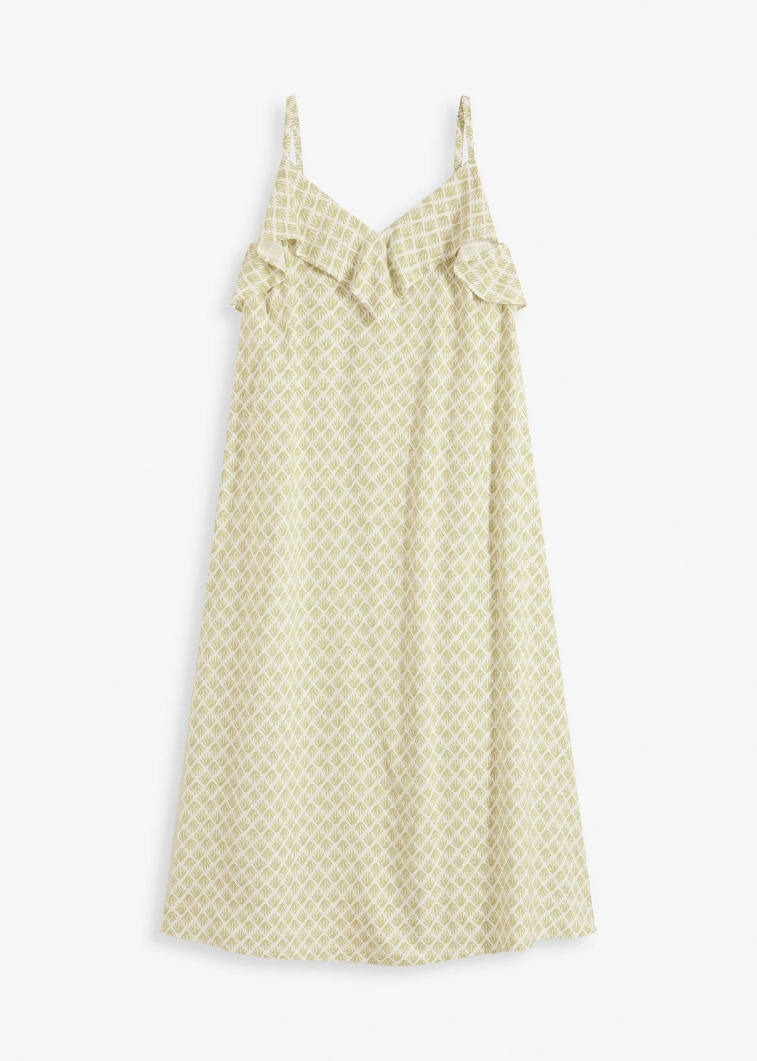 Robe midi à encolure volantée