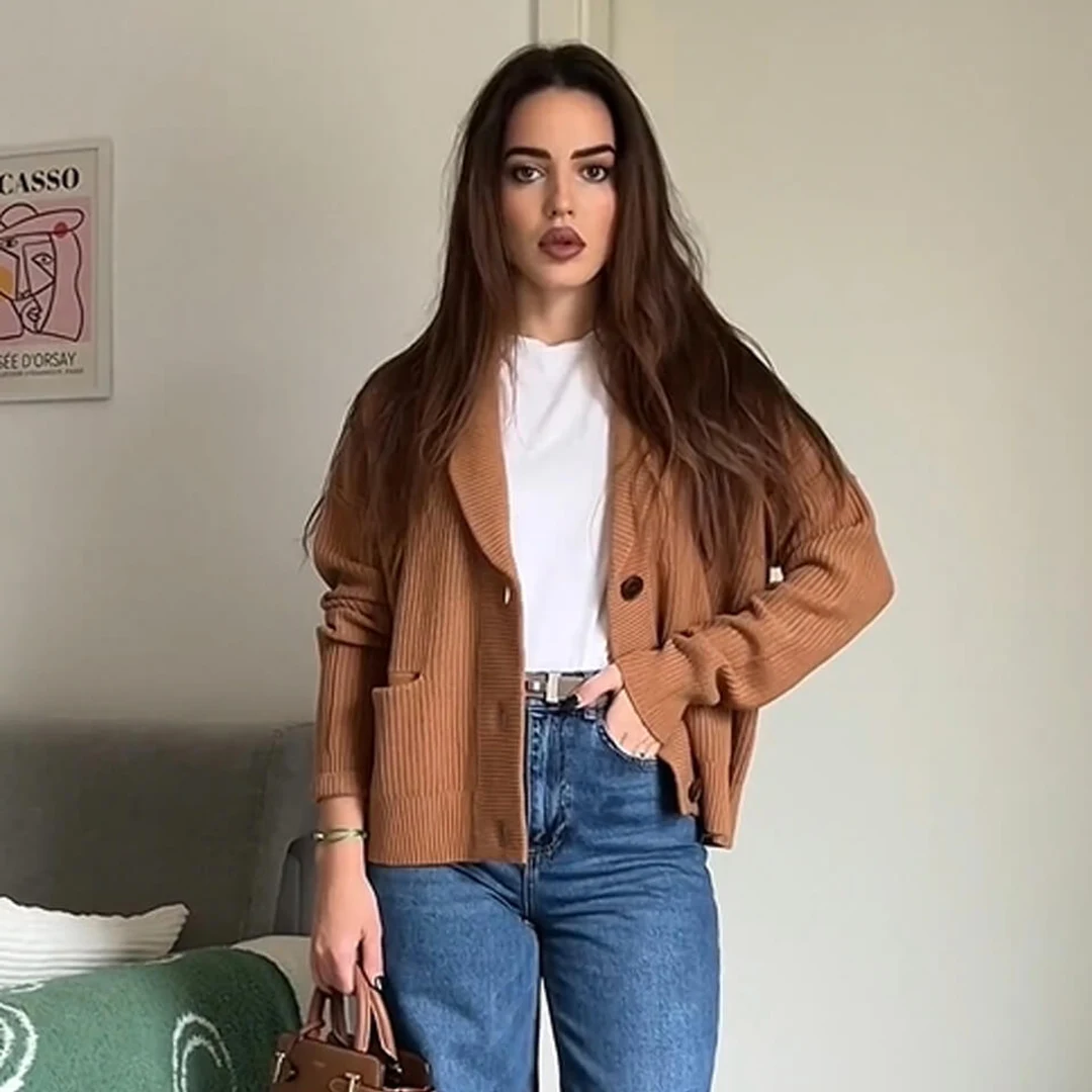 LILYSILK Cardigan Long Femme Caramel Silhouette Légèrement Laine Et De Cachemire Doux Et Chauds Facile À Porter Et À Assortir S