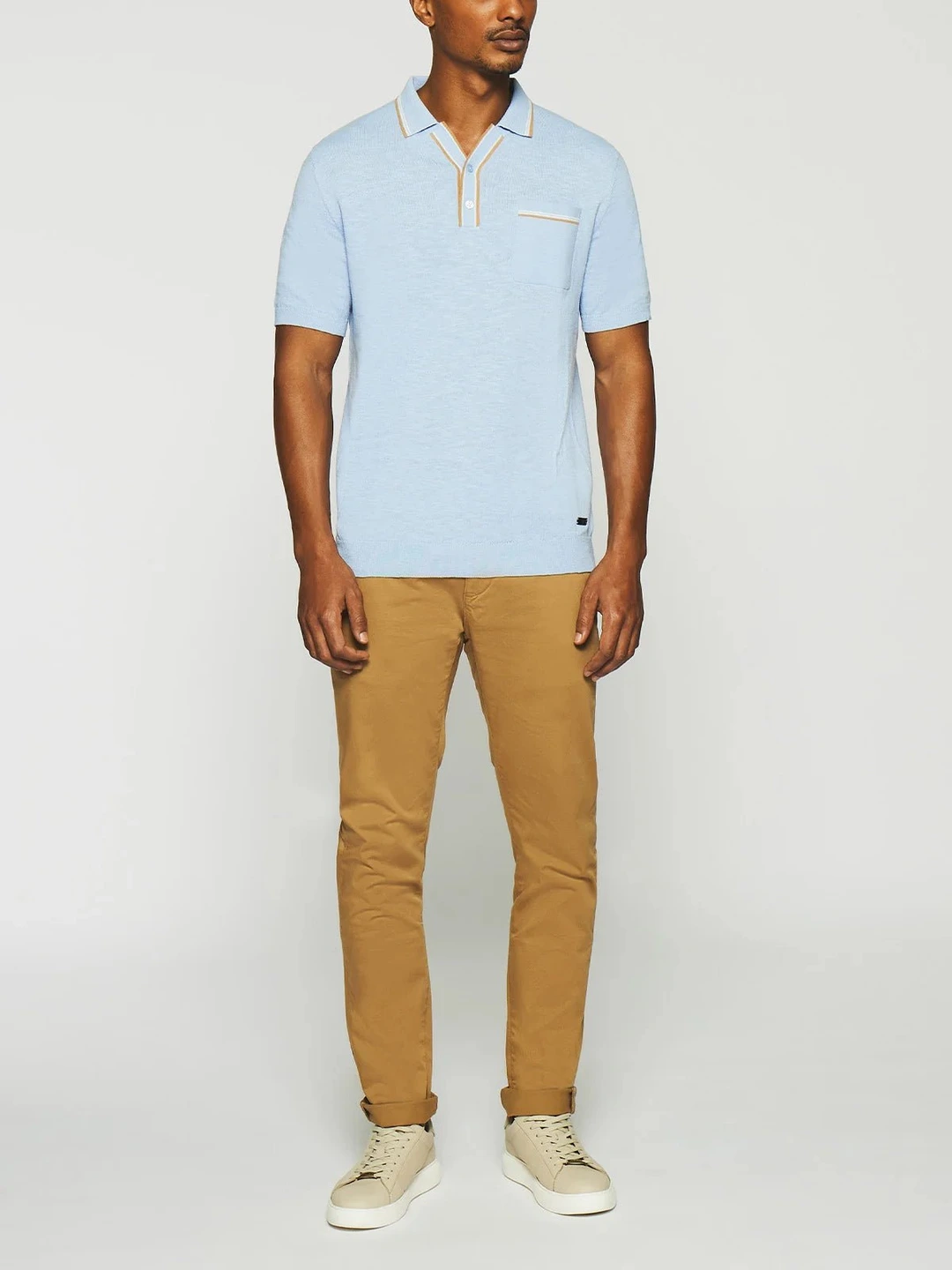 IZAC - Polo uni avec poche bleu ciel GASTON