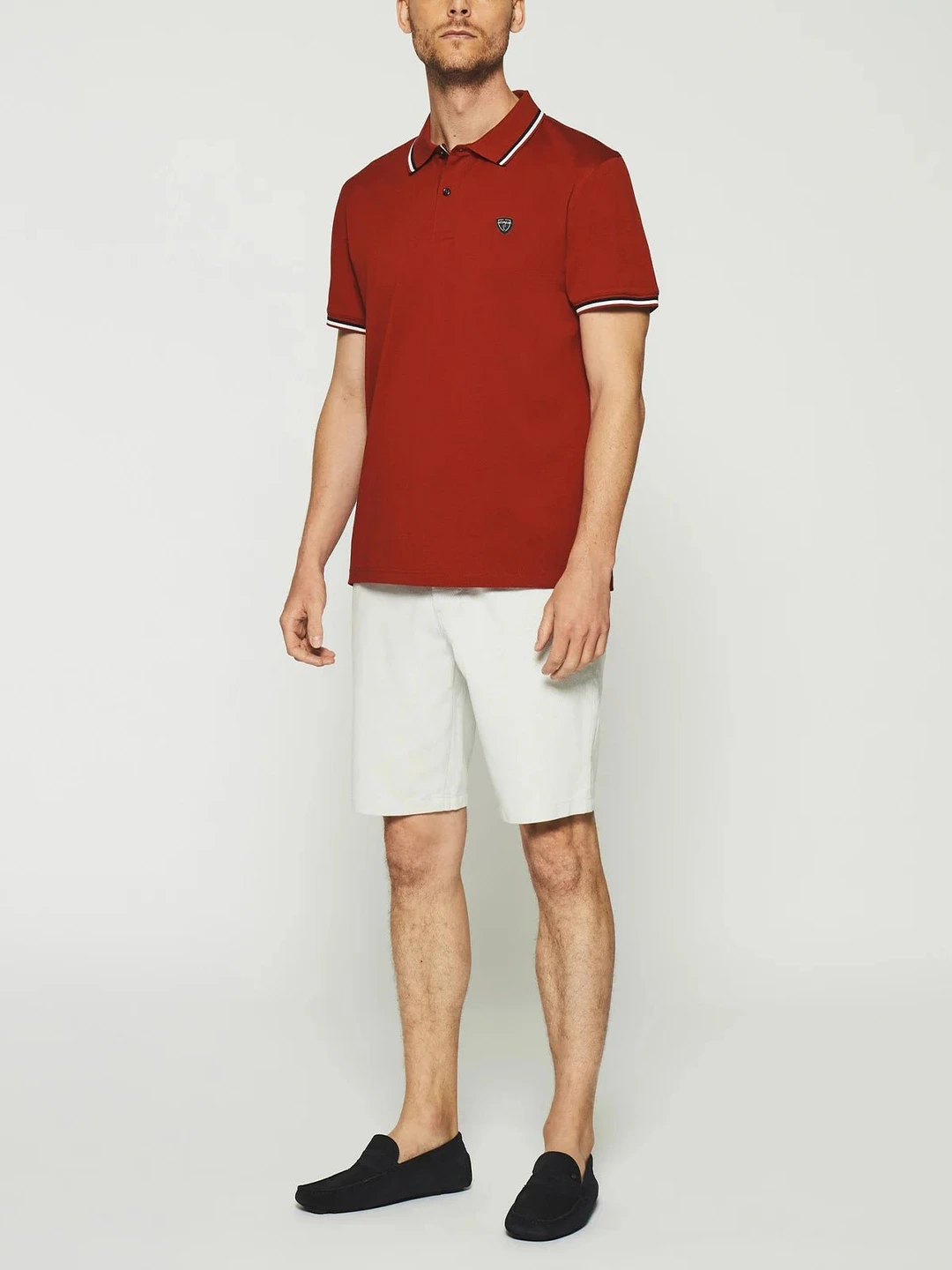 IZAC - Polo uni avec broderie rouge GILLES