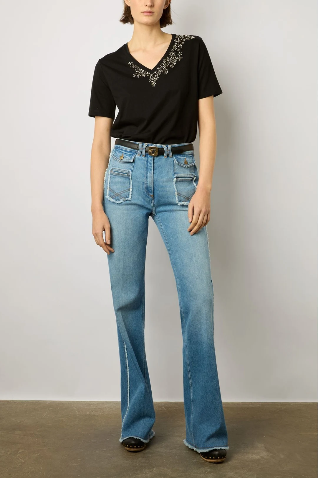 T-shirt en coton à strass - MALIE - Noir