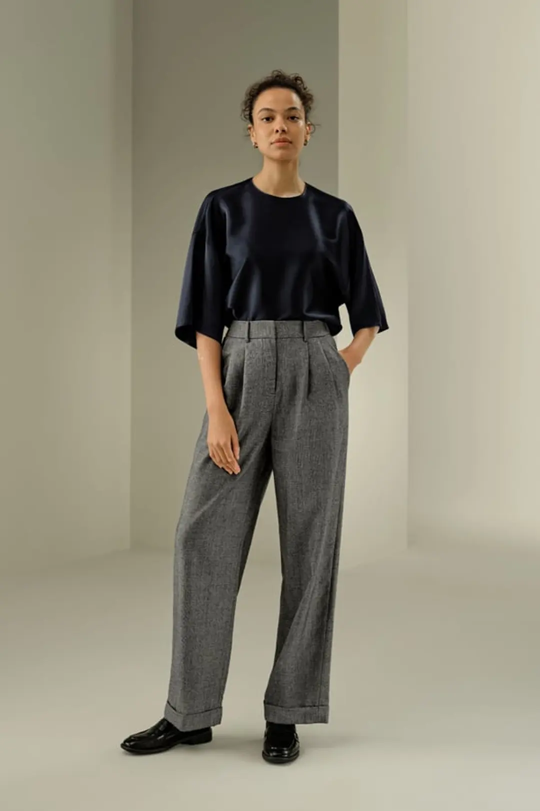 LILYSILK Pantalon Femme Glen Plaid Large Ourlet Et Motif À Carreaux 100% Laine Convient Pour Les Occasions Décontractées Et Professionnelles 44