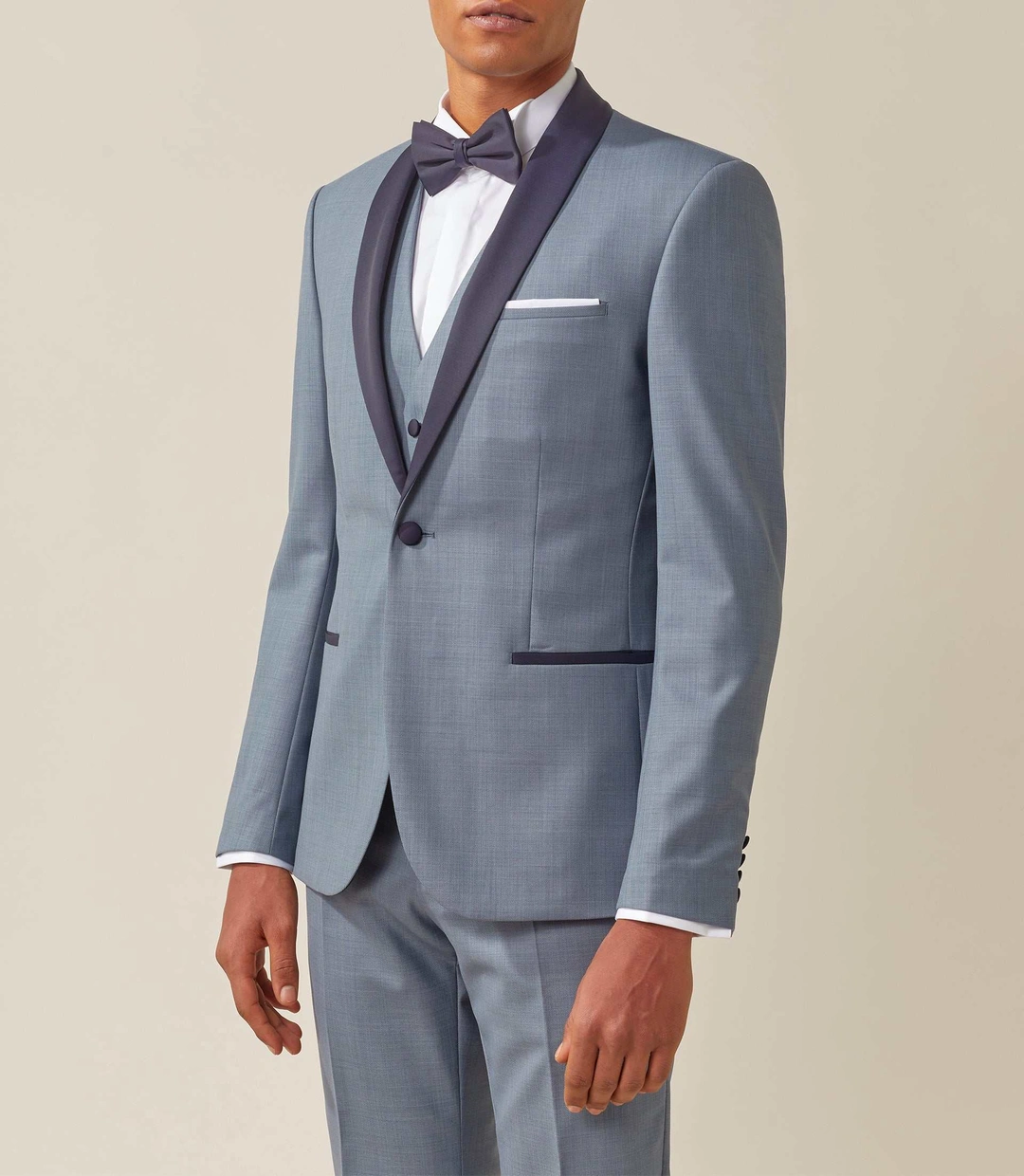 IZAC - Costume de cérémonie laine gris col châle ''Feri''